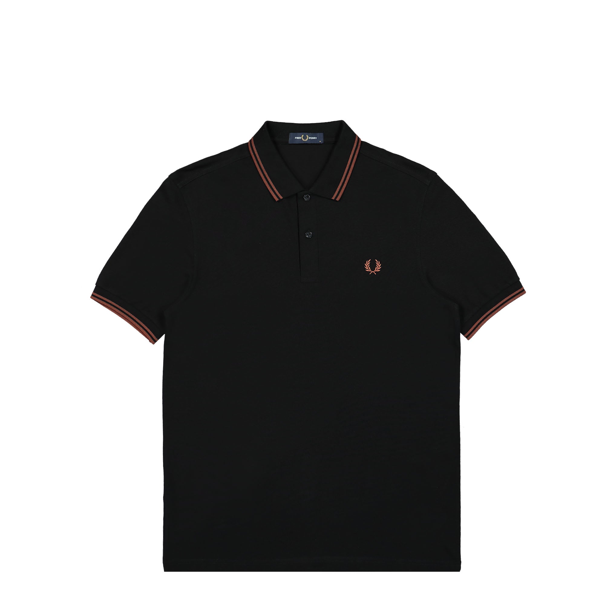 Fred Perry Twin Tipped Fred Perry Shirt Black / Whiskey Brown Polo Shirts M3600-U35 | Overkill