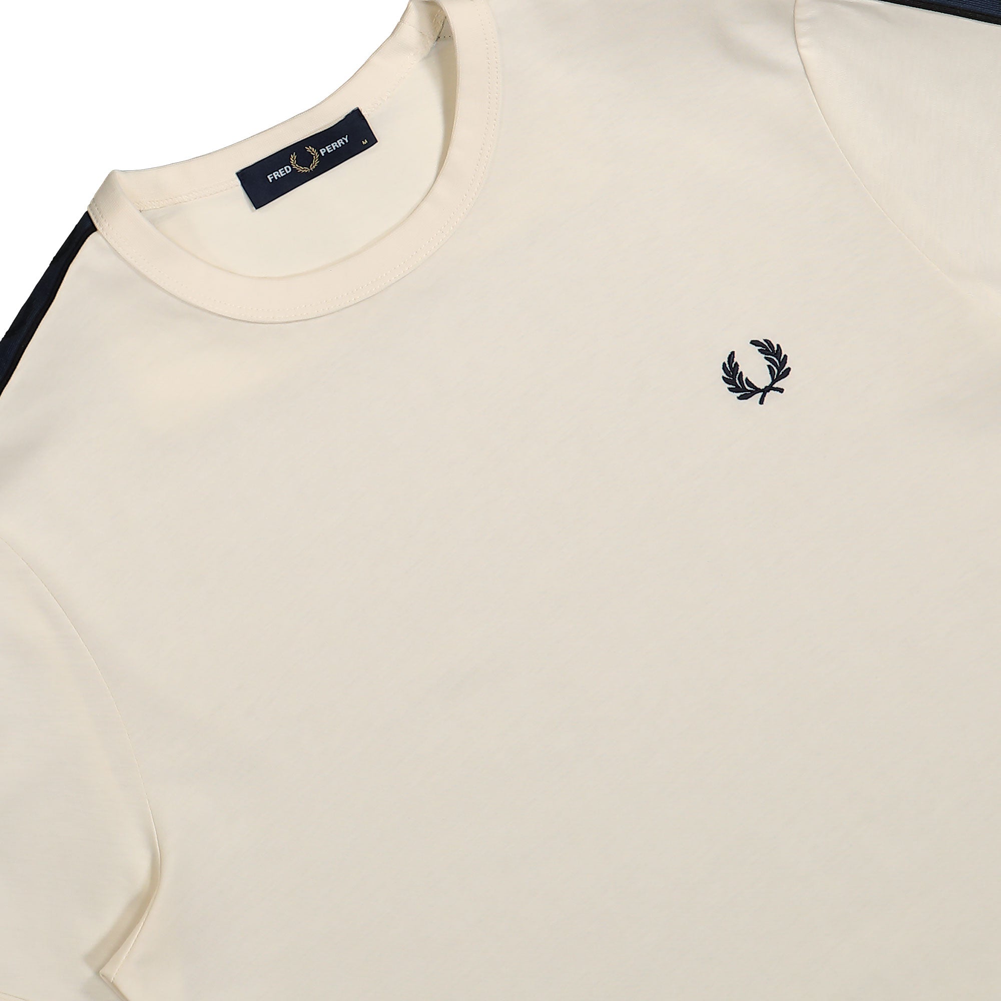 Fred Perry Contrast Tape Ringer T-Shirt Ecru T-Shirts Close-up | Overkill