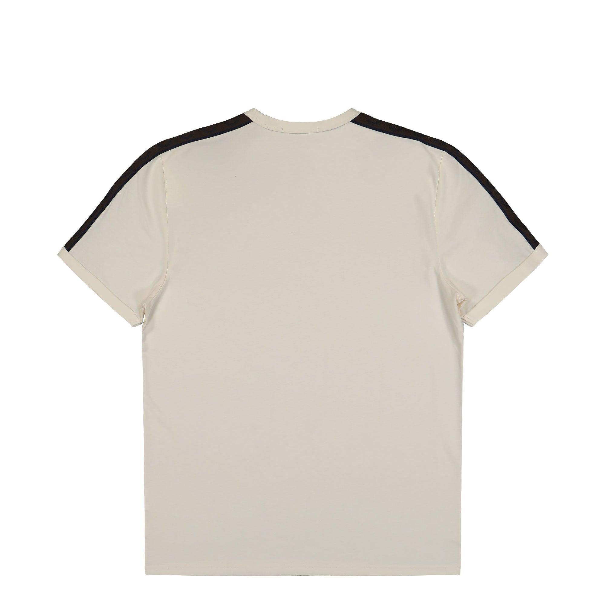Fred Perry Contrast Tape Ringer T-Shirt Ecru / Burnt Tobacco T-Shirt M4613-42A Close-up | Overkill