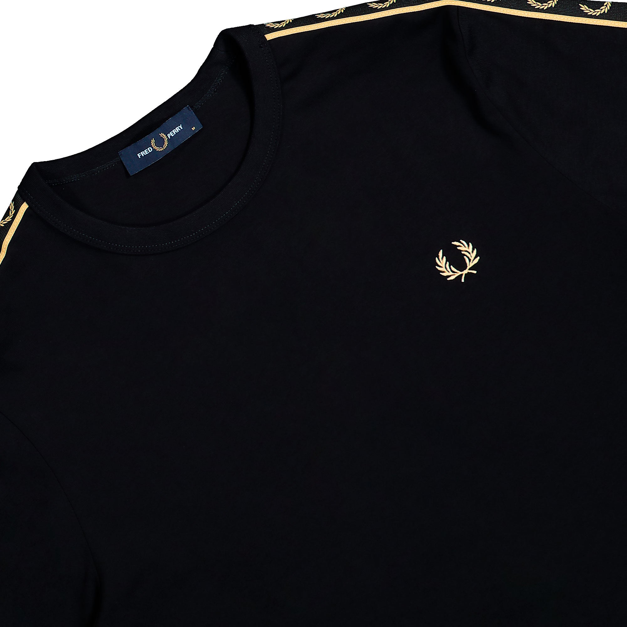 Fred Perry Contrast Tape Ringer T-Shirt Black / Champagne T-Shirt M4613-90A Detailfoto | Overkill