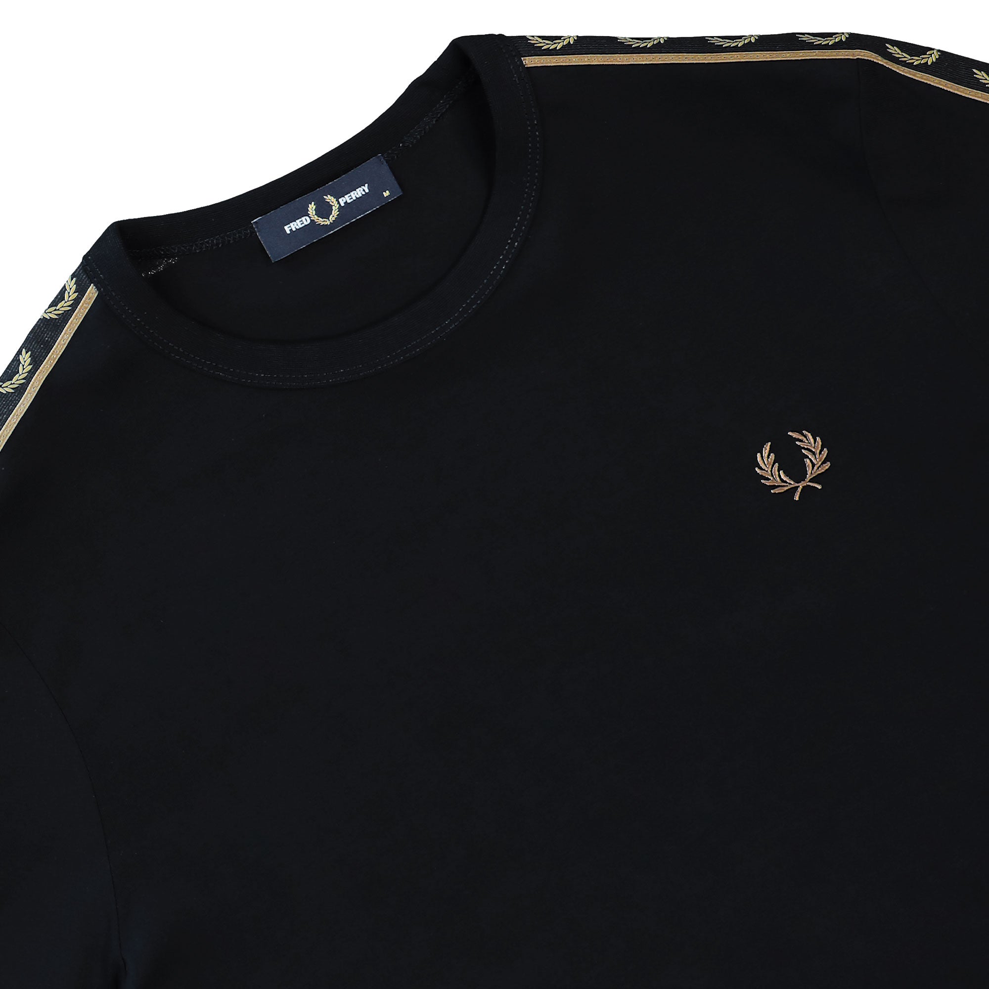 Fred Perry Contrast Tape Ringer T-Shirt Black / Shadedston T-Shirts M4613-S77 Detailfoto | Overkill