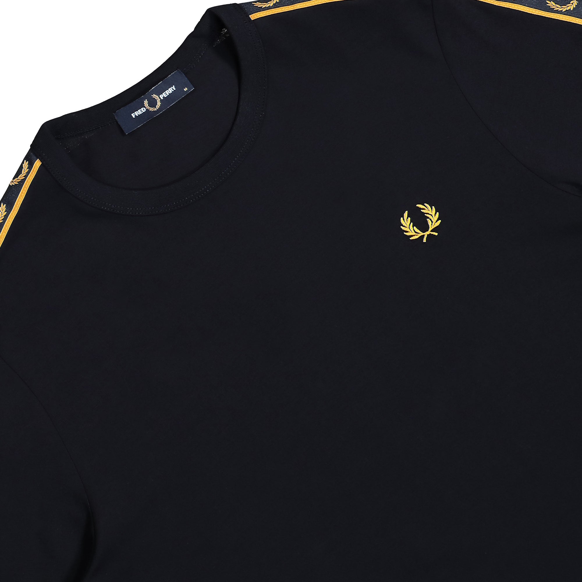 Fred Perry Contrast Tape Ringer T-Shirt Navy / Honeycomb T-Shirts Close-up | Overkill