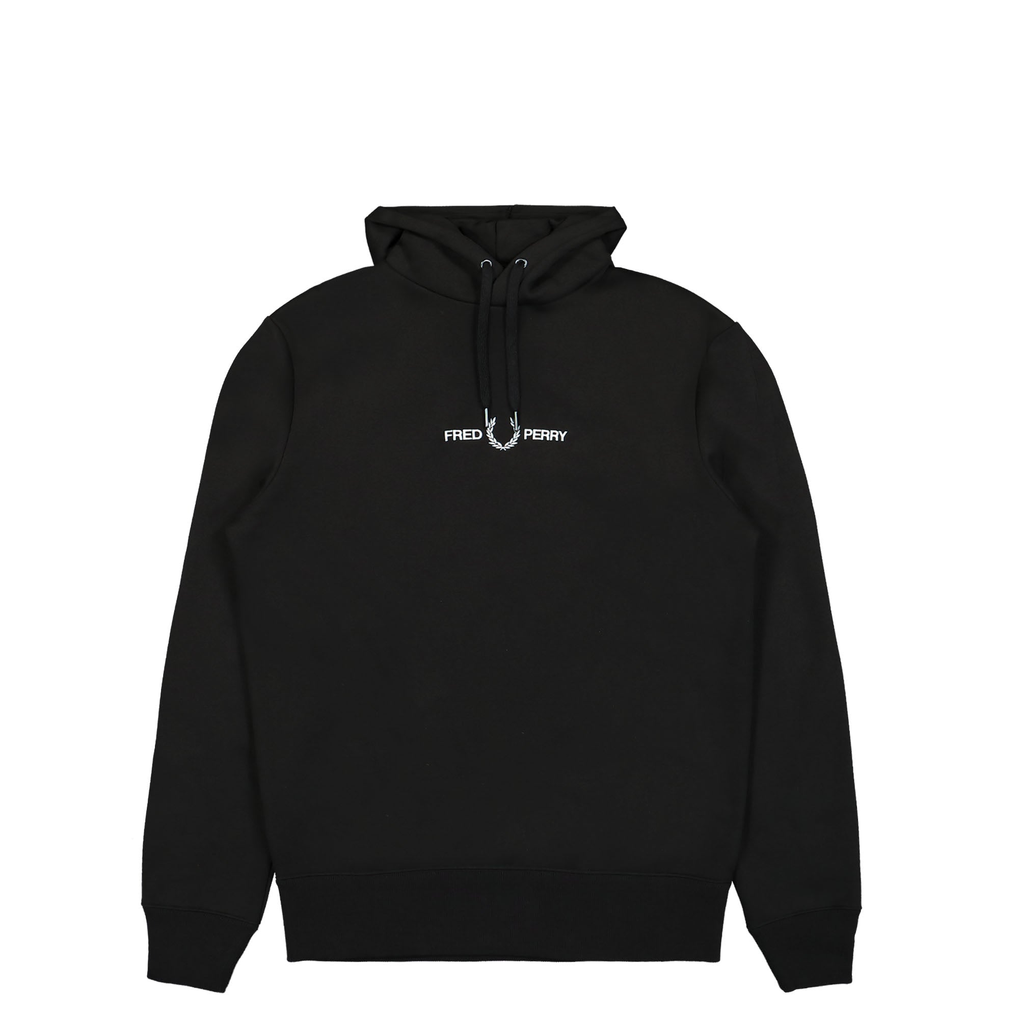 Fred Perry Embroidered Hooded Sweatshirt Black Hoodies M4728-184 | Overkill