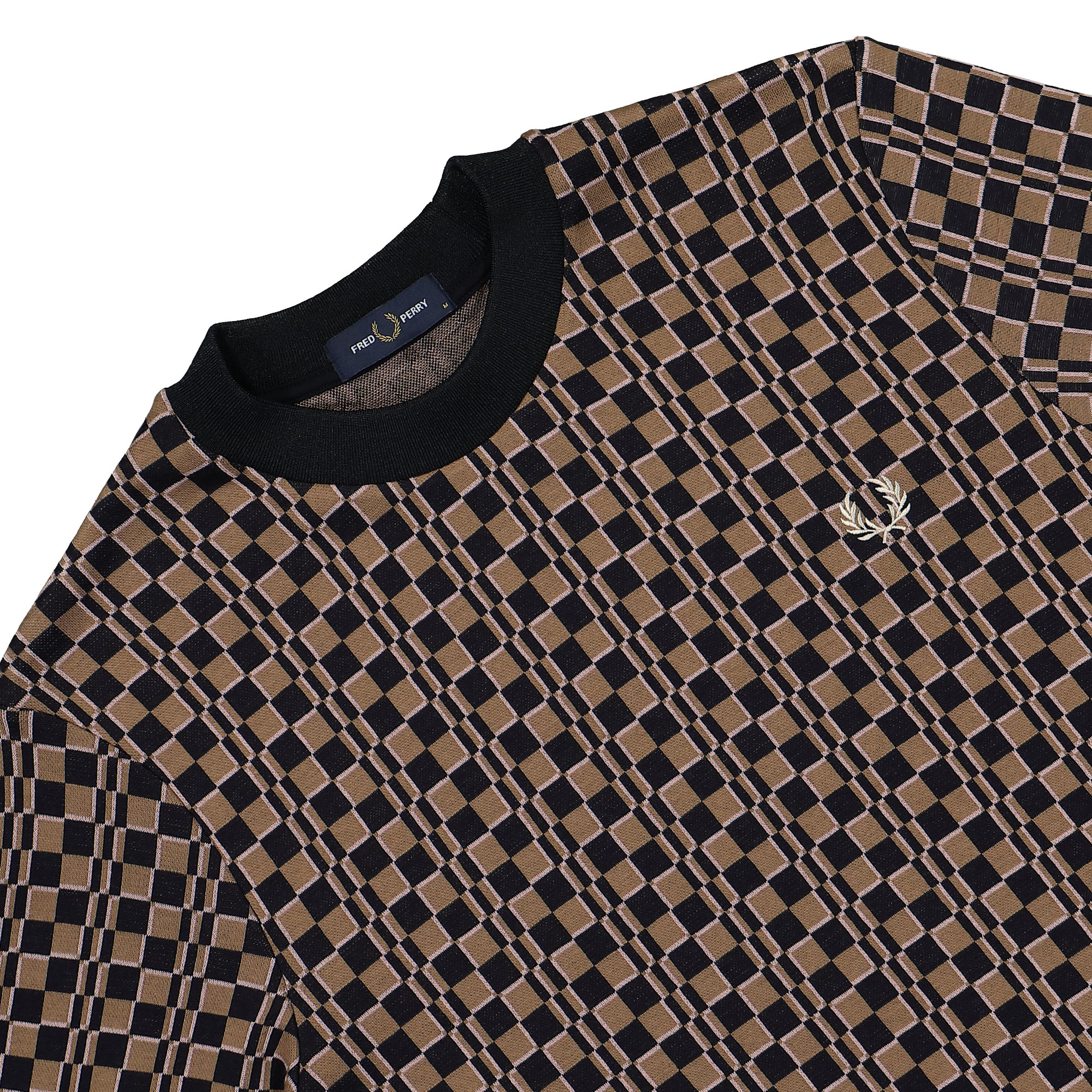 Fred Perry Glitch Chequerboard T-Shirt Shadedstone / Navy T-Shirts Close-up | Overkill