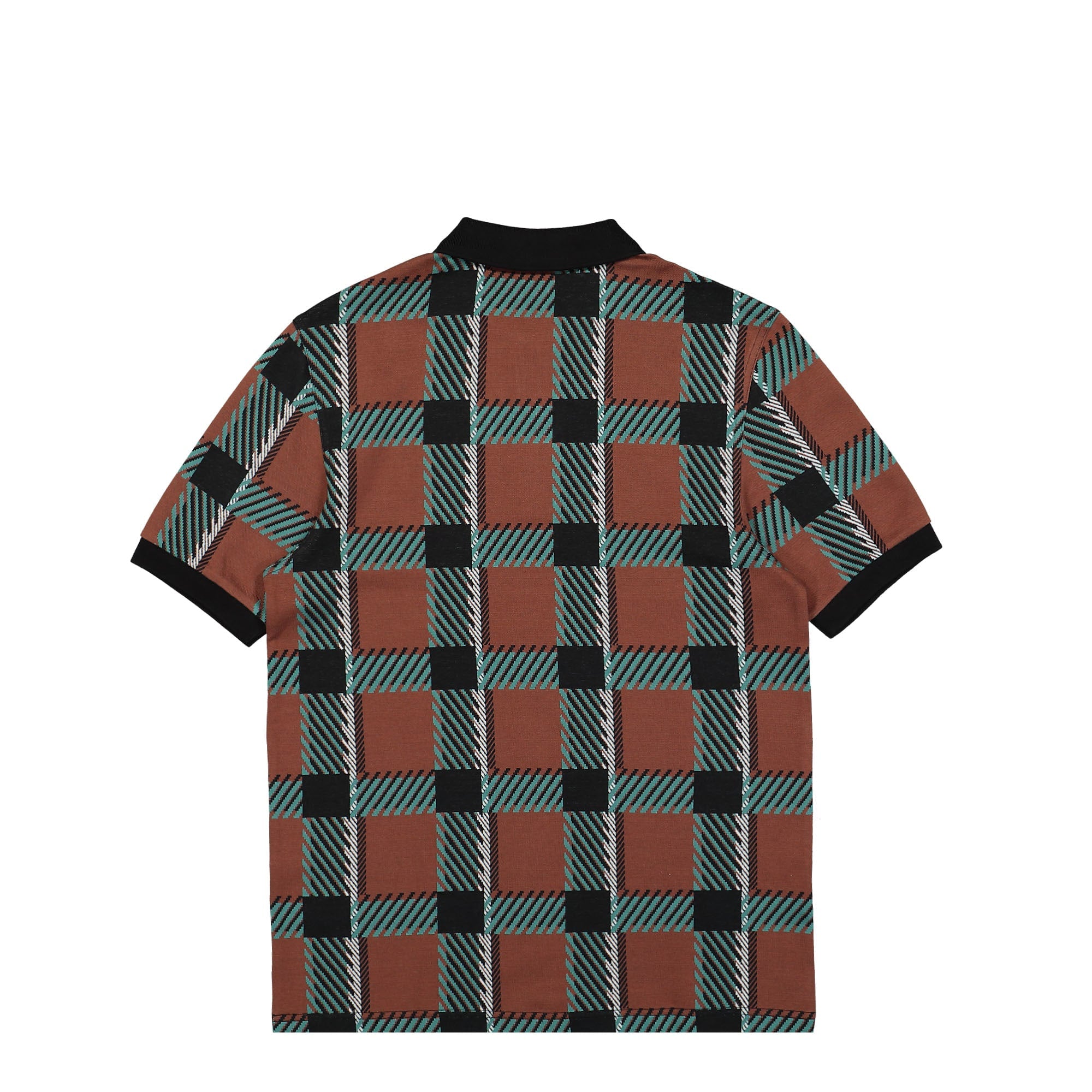 Fred Perry Glitch Tartan Polo Shirt Whiskey Brown Polo Shirts Material | Overkill
