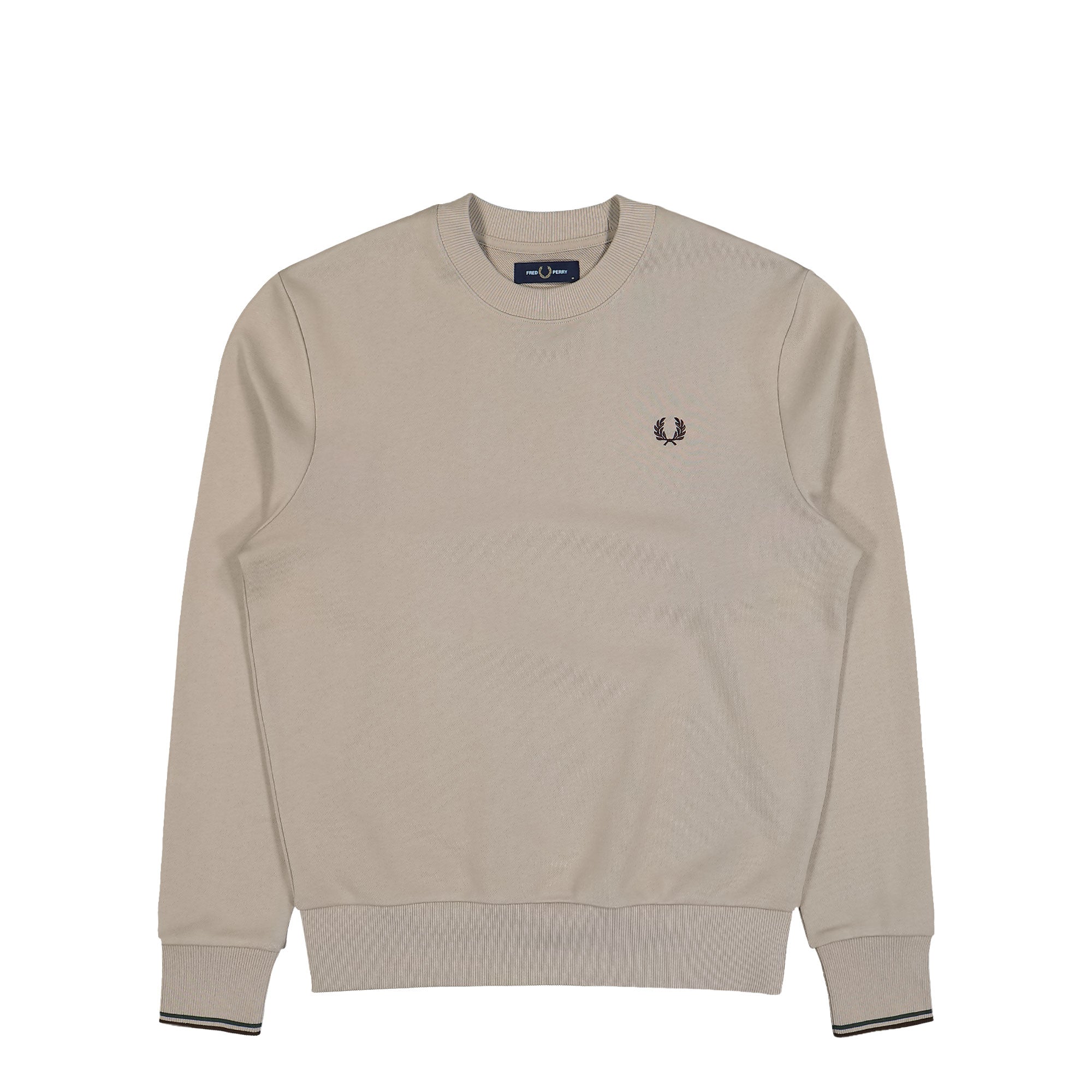 Fred Perry Crew Neck Sweatshirt Warm Oat / Cortege Green / Black To Black Sweatshirts M7535-50A | Overkill
