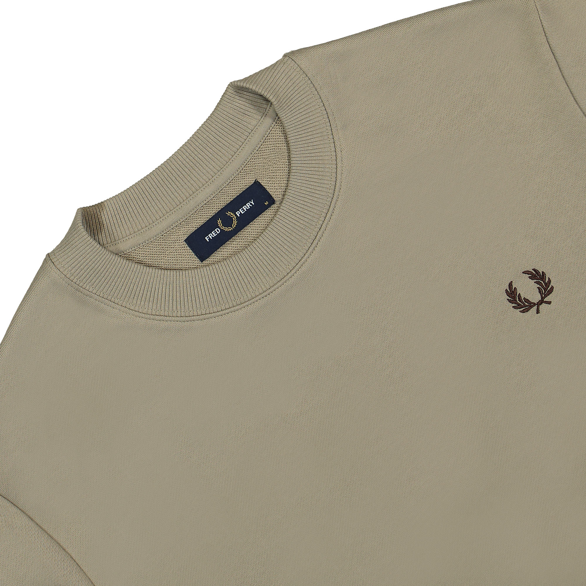 Fred Perry Crew Neck Sweatshirt Warm Grey / Brick Sweatshirts Close-up | Overkill