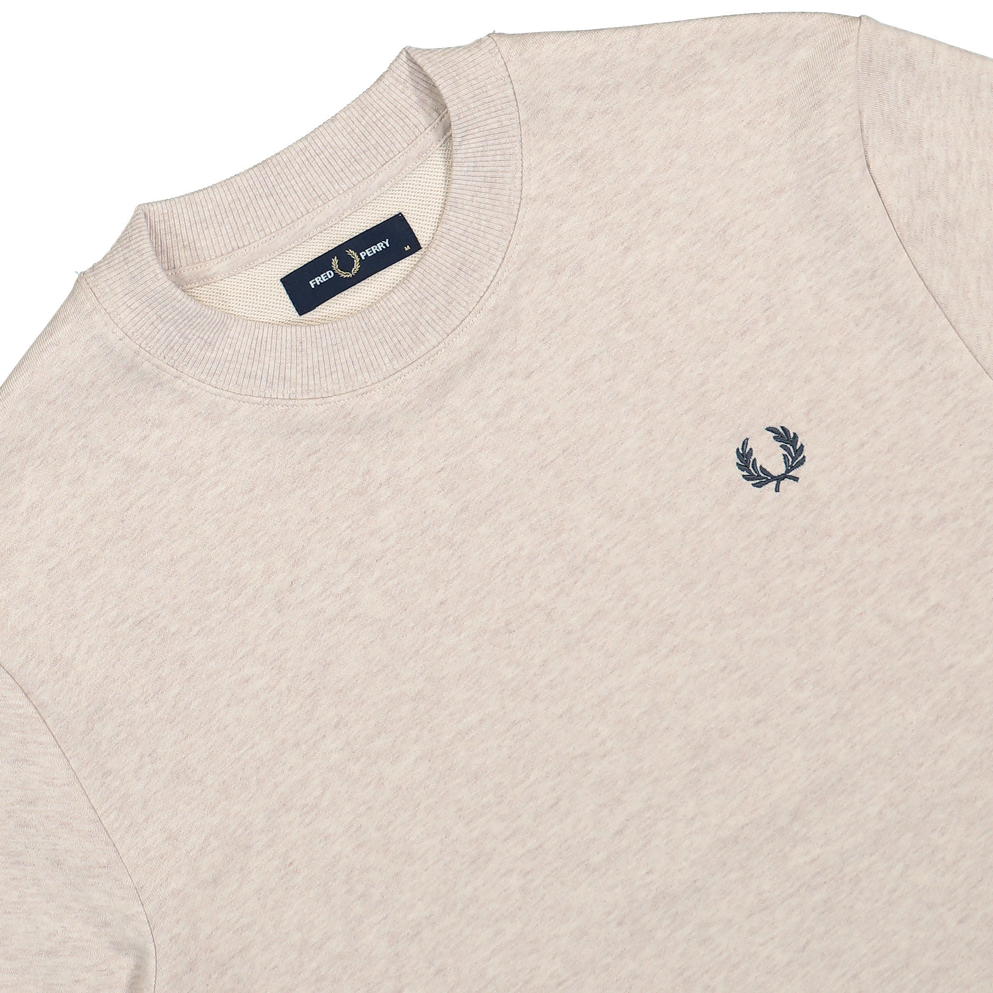 Fred Perry Crew Neck Sweatshirt Porridge Marl / Anchor Grey Sweatshirts Close-up | Overkill