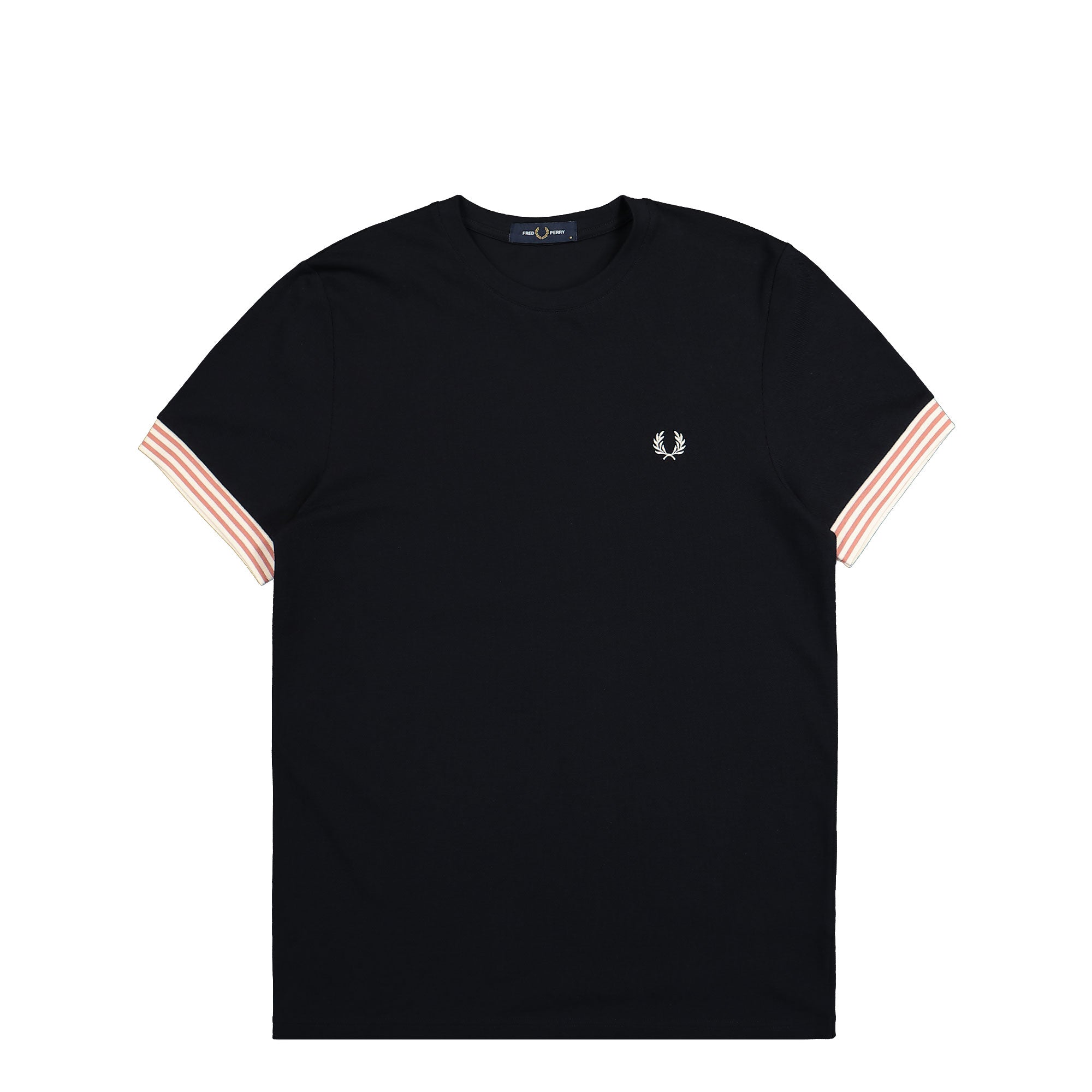 Fred Perry Striped Cuff T-Shirt Navy T-Shirts M7707-608 | Overkill