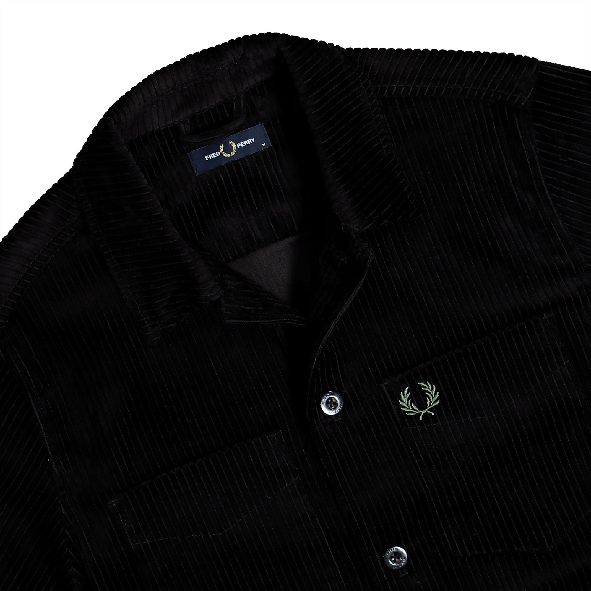 Fred Perry Corduroy Overshirt Black Shirts Close-up | Overkill
