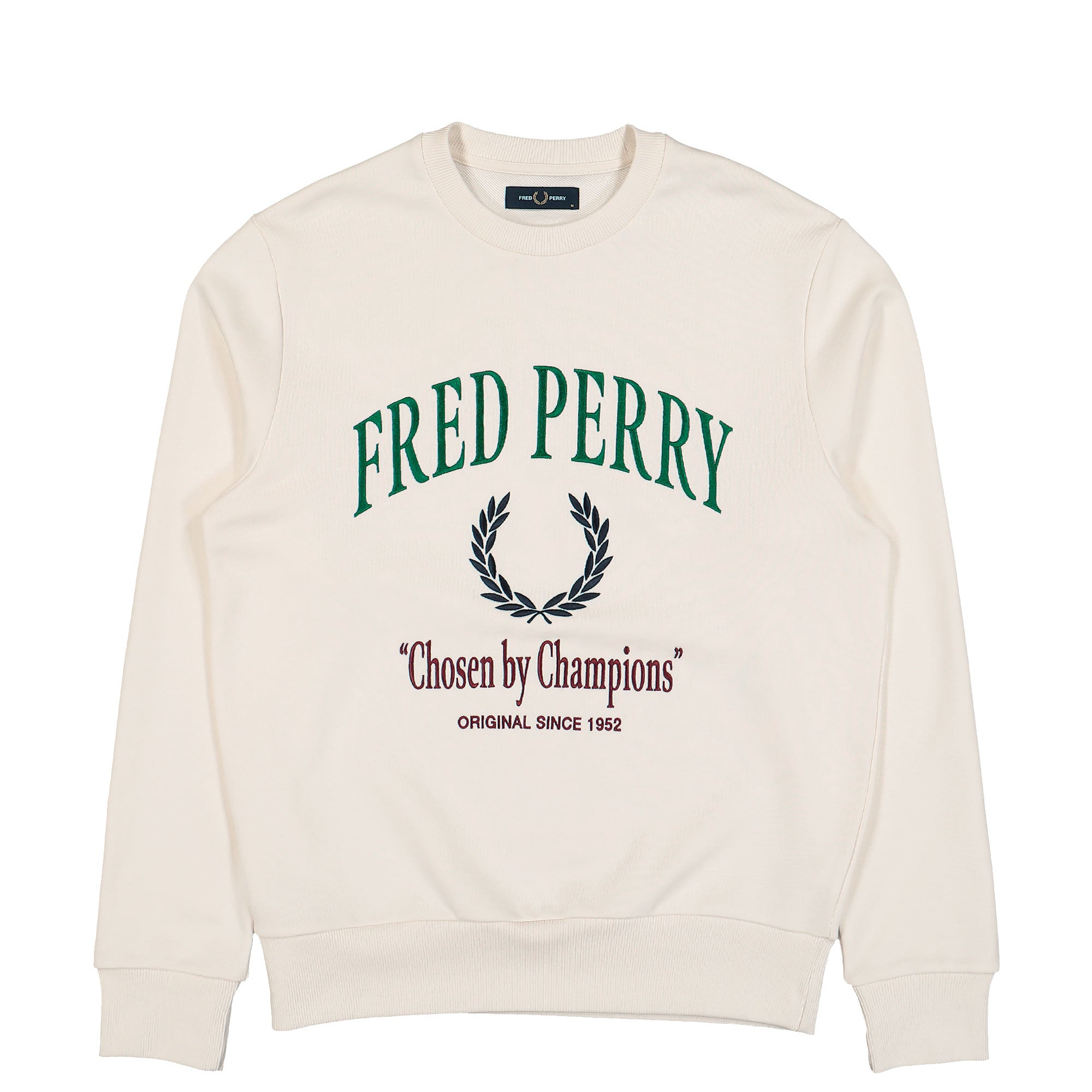 Fred Perry Embroidered Champion Sweatshirt Ecru Sweatshirts M9891 560 | Overkill