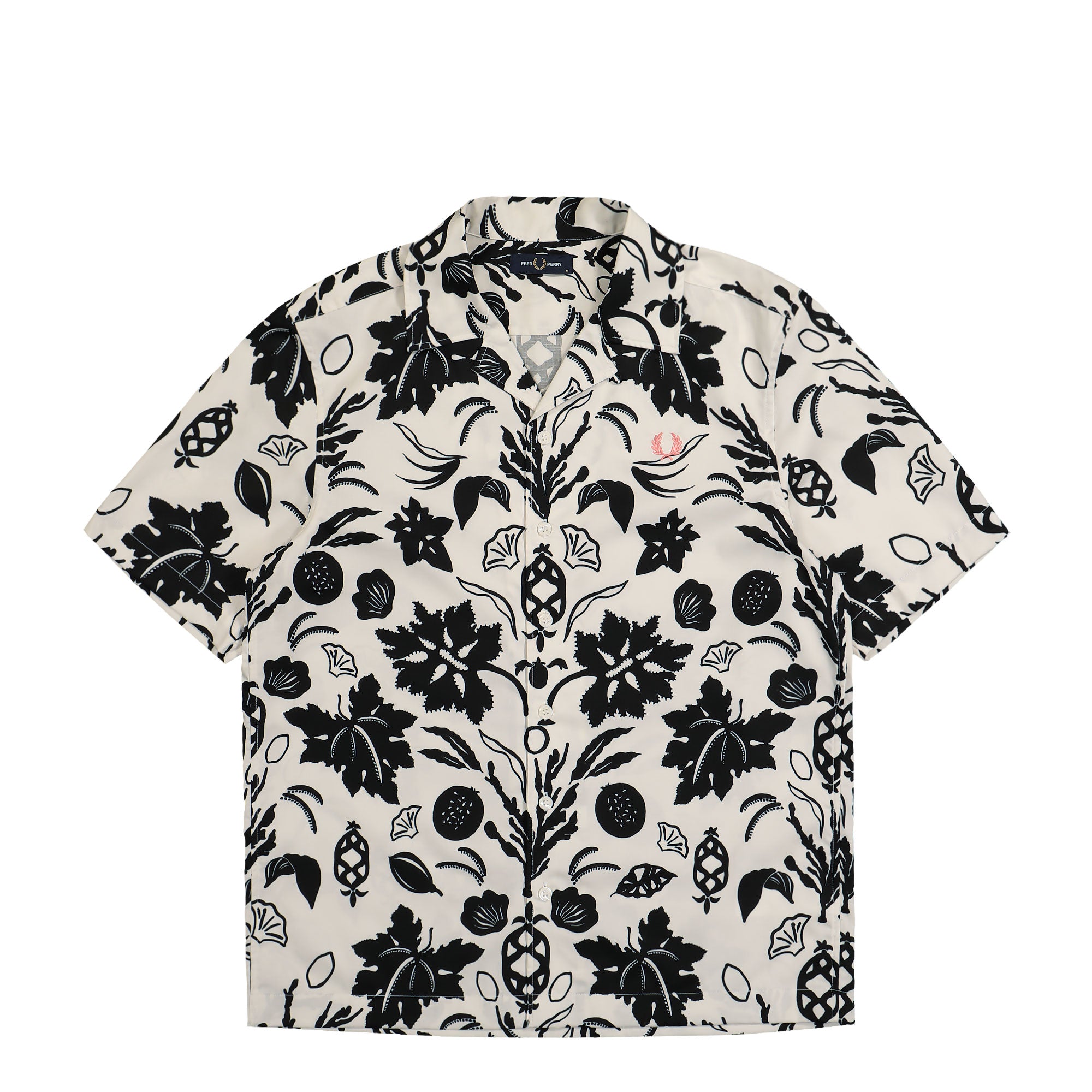 Fred Perry Botanical Print Revere Collar Light Ecru Shirt M9900-760 | Overkill