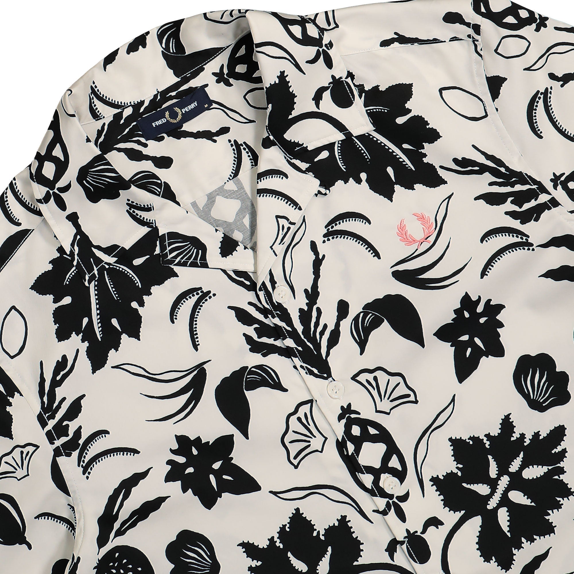 Fred Perry Botanical Print Revere Collar Light Ecru Shirt Detail view 2 | Overkill