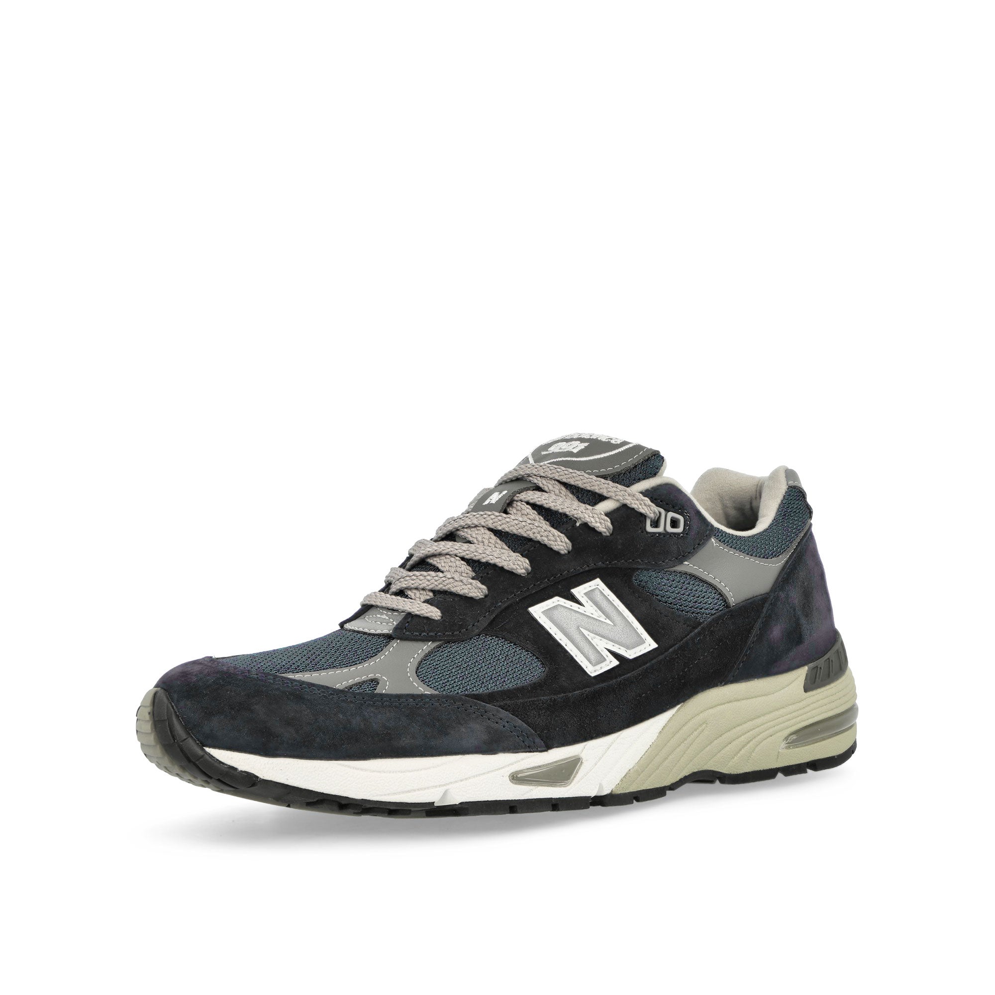 New Balance M991NV Navy Low Top Sneakers Close Up | Overkill