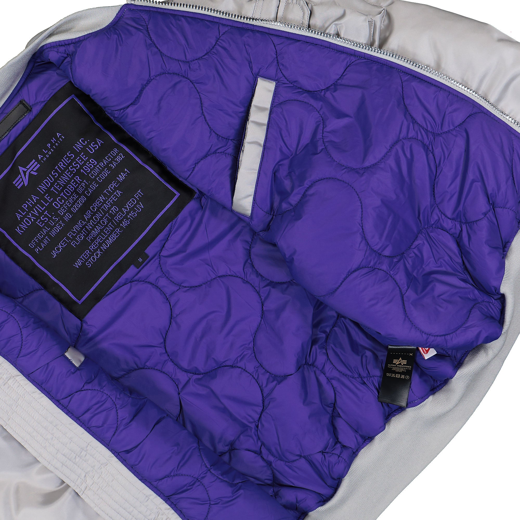 Alpha Industries MA-1 UV Pastel Grey Bomber Jacket 146115UV-666 Detail View 3 | Overkill