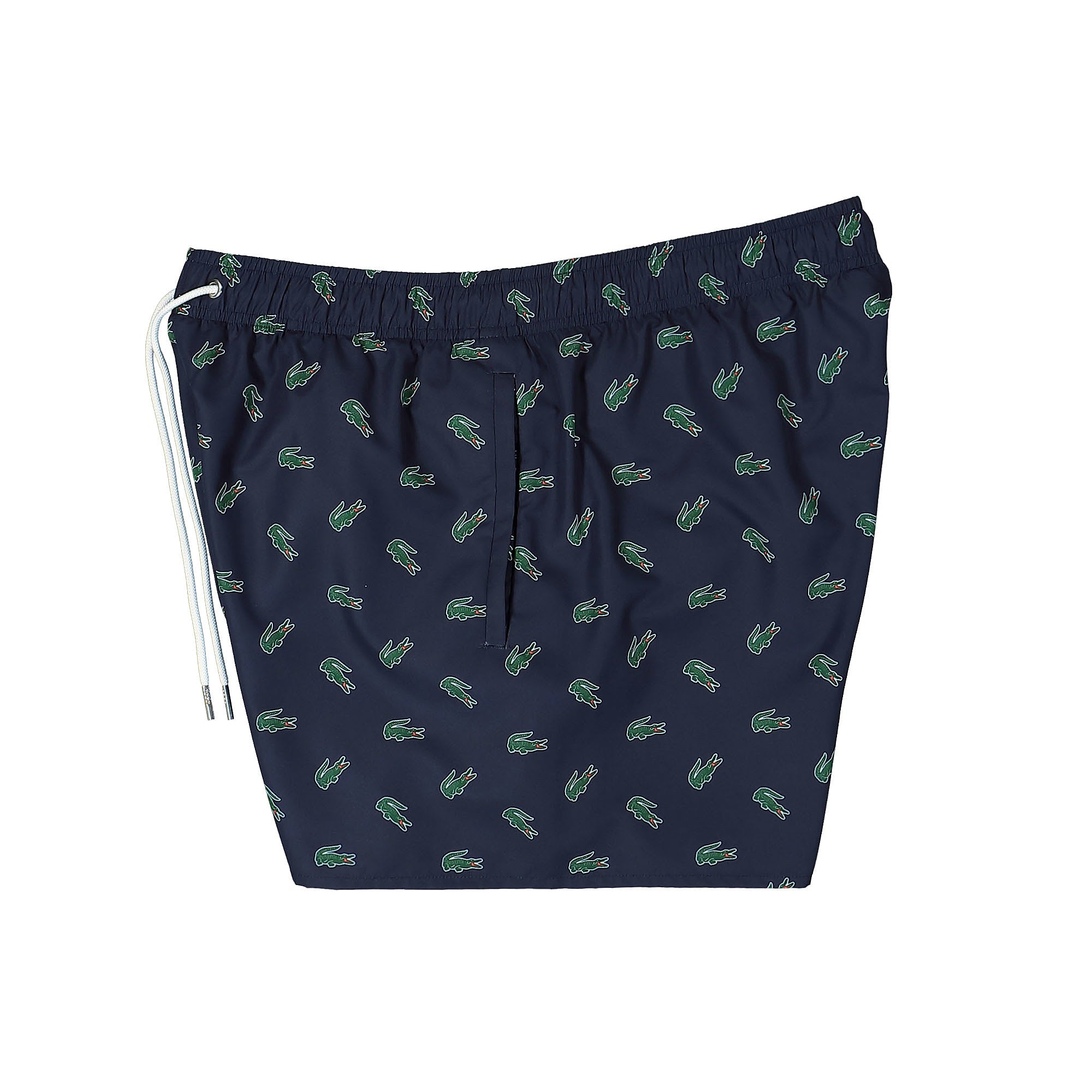 Lacoste Crocodile Print Swim Trunks Blue Marine Swimwear Close-up | Overkill