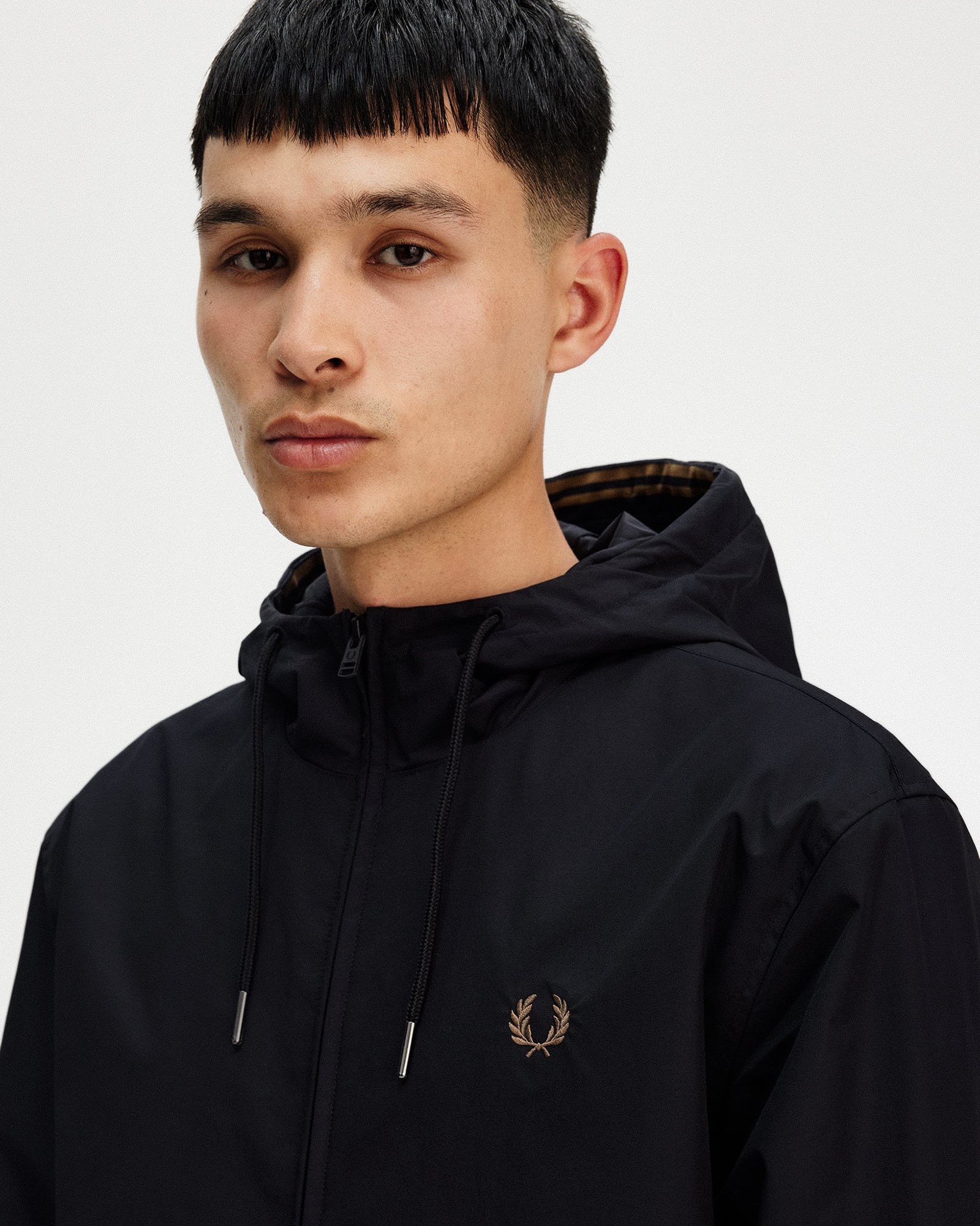 Fred Perry The Hooded Brentham Jacket Black Windbreaker Detail view 1 | Overkill