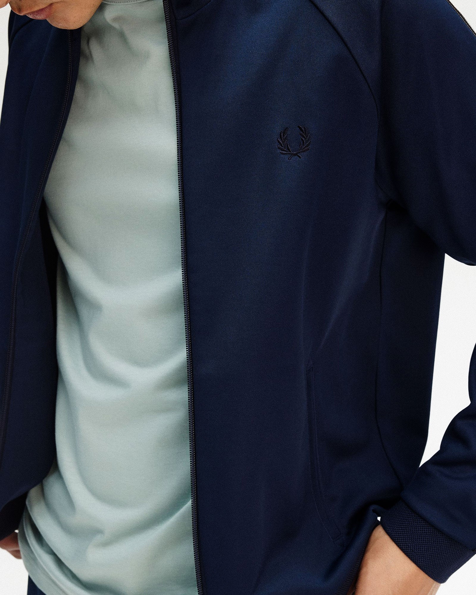 Fred Perry Two Colour Tape Track Jacket Tennis Blue Track Jackets Detail view 1 | Overkill