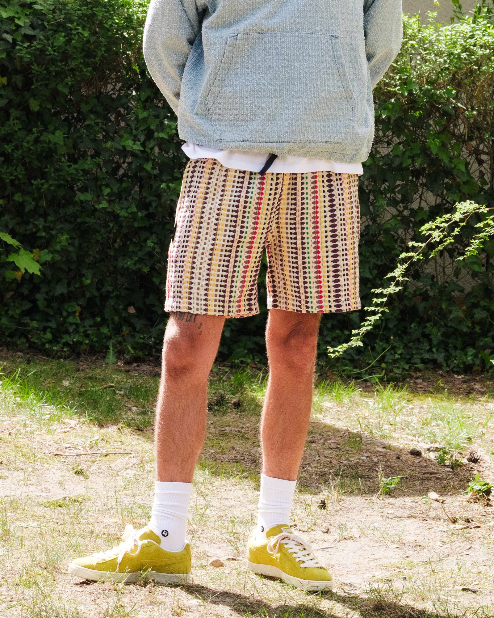 Pleasures Stitch Shorts Ecru Shorts Close-up | Overkill