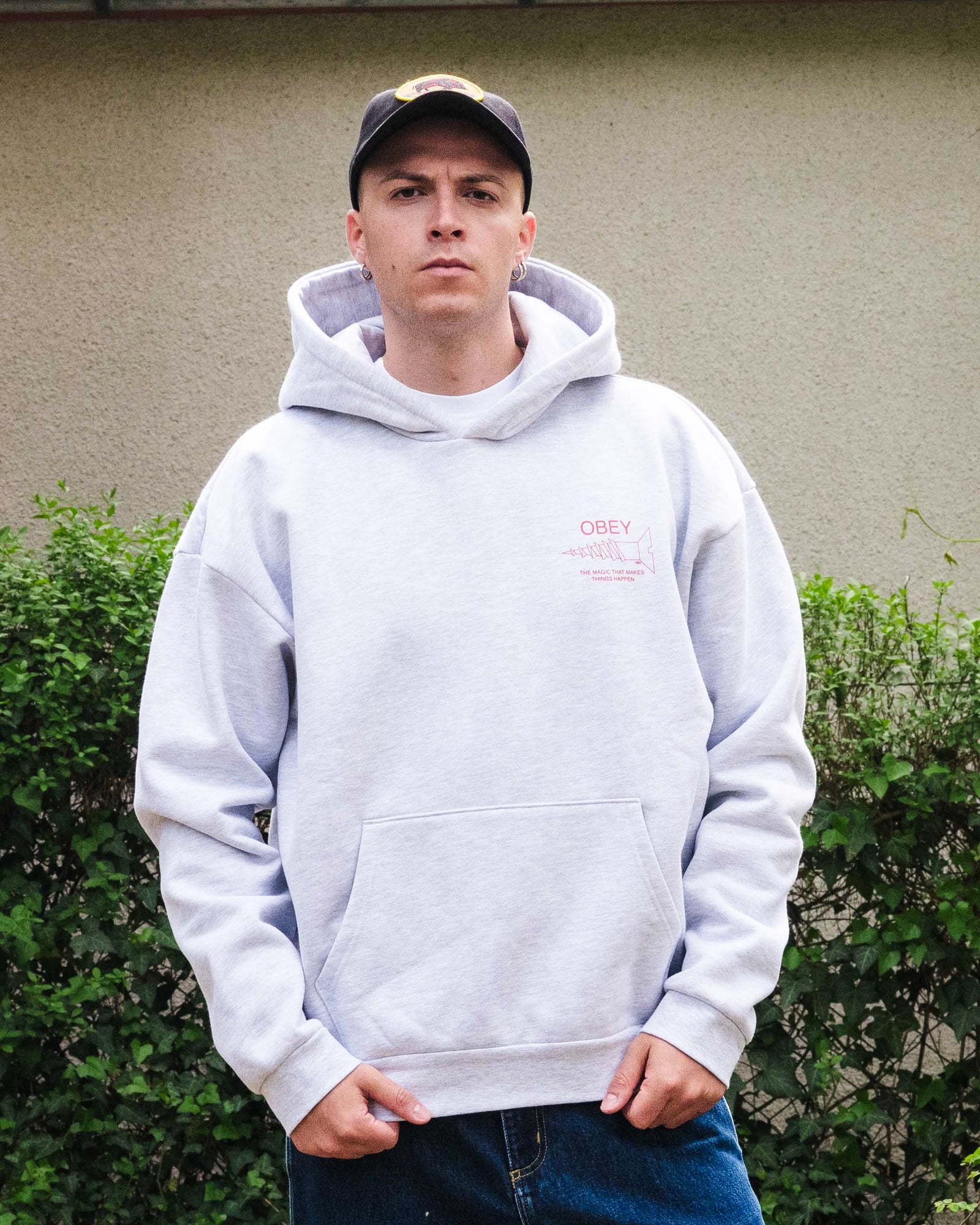 Obey Things Happen Extra Heavy Hoodie Ash Grey Hoodies Close-up | Overkill