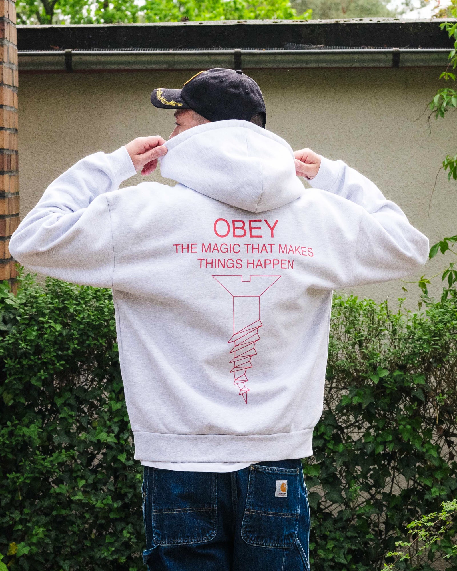 Obey Things Happen Extra Heavy Hoodie Ash Grey Hoodies Detailfoto | Overkill