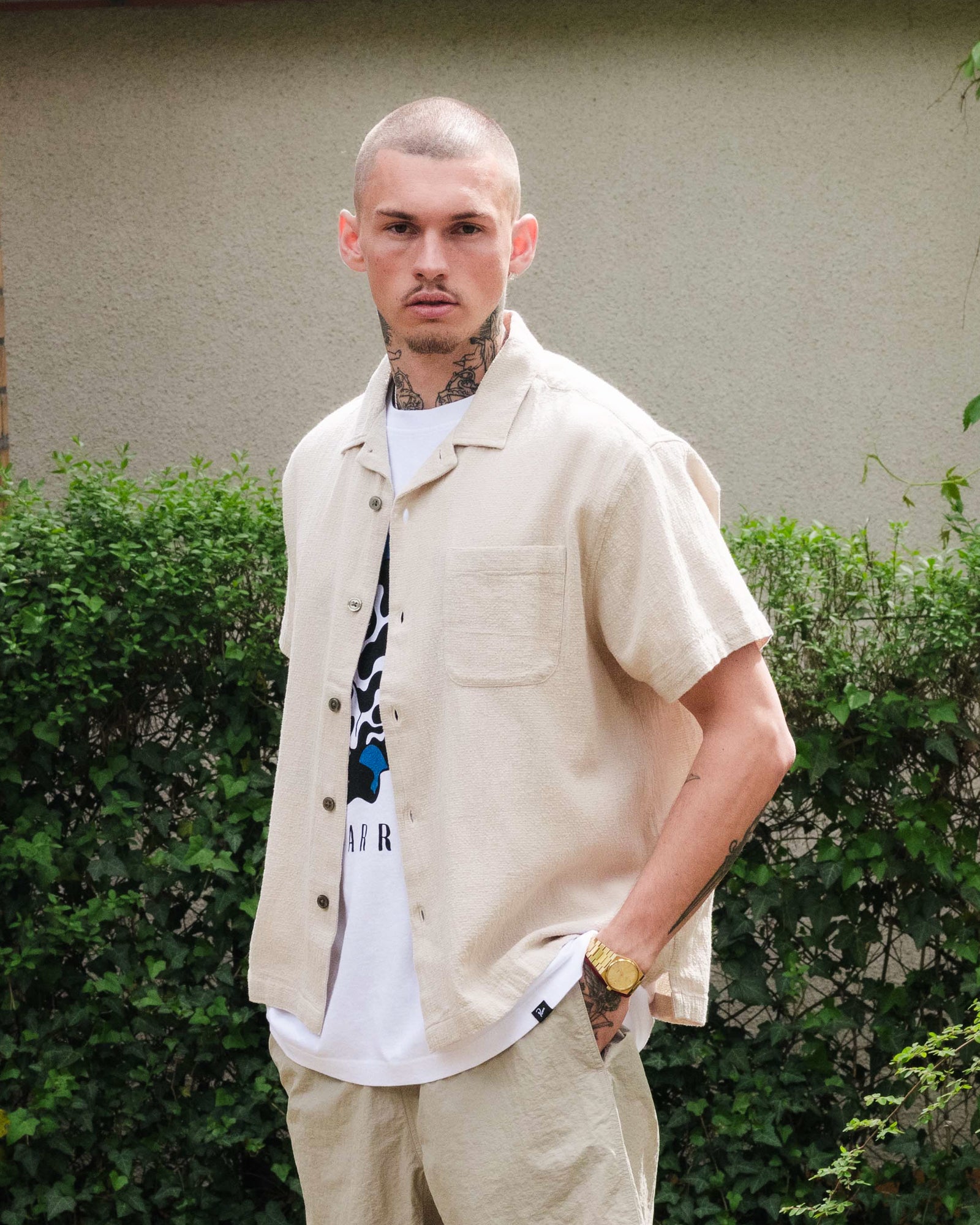 Obey Curtis Woven Shirt Natural Shirts Detailfoto | Overkill