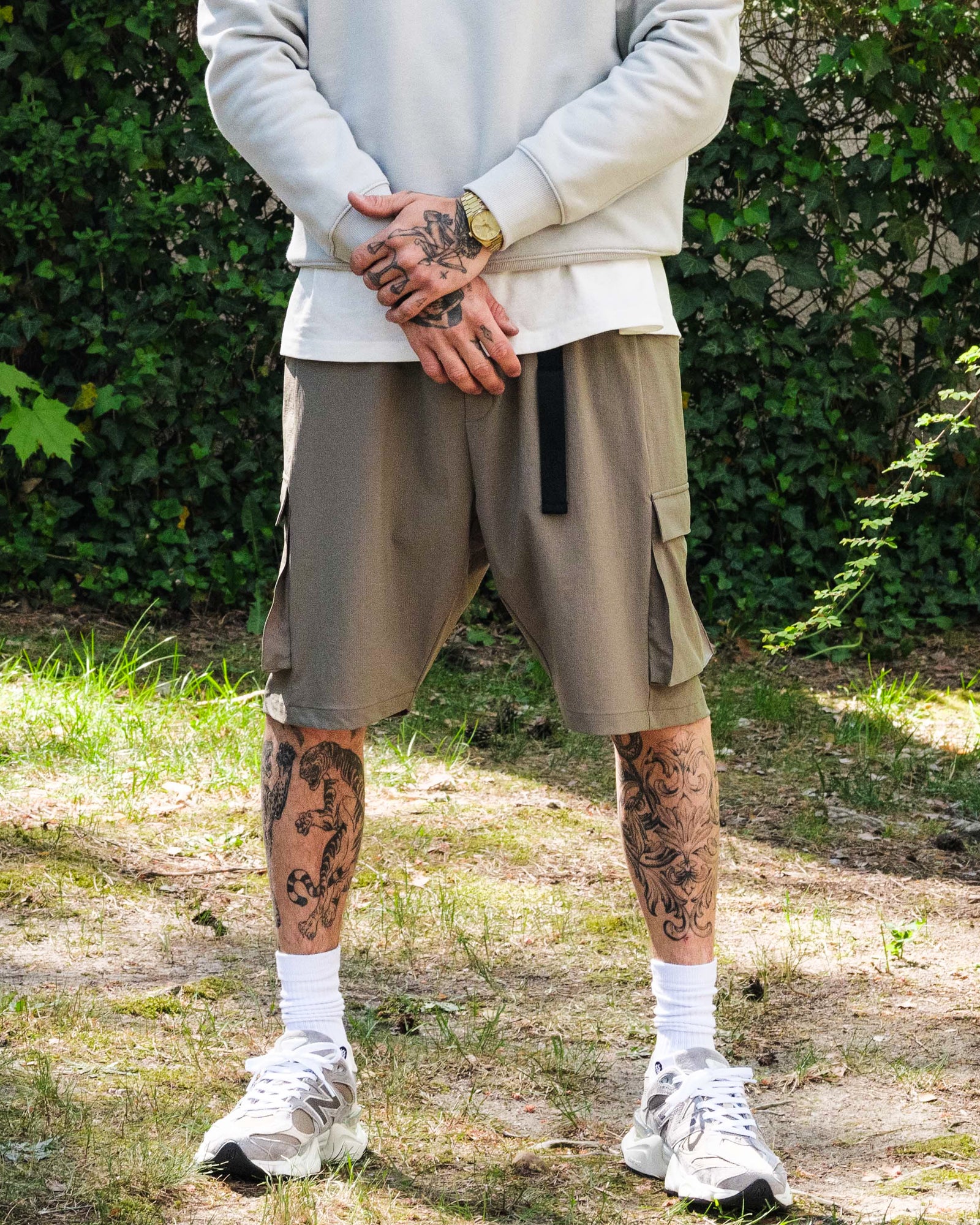 KA_YO_Prototype Cargo Shorts Stone Shorts Close-up | Overkill