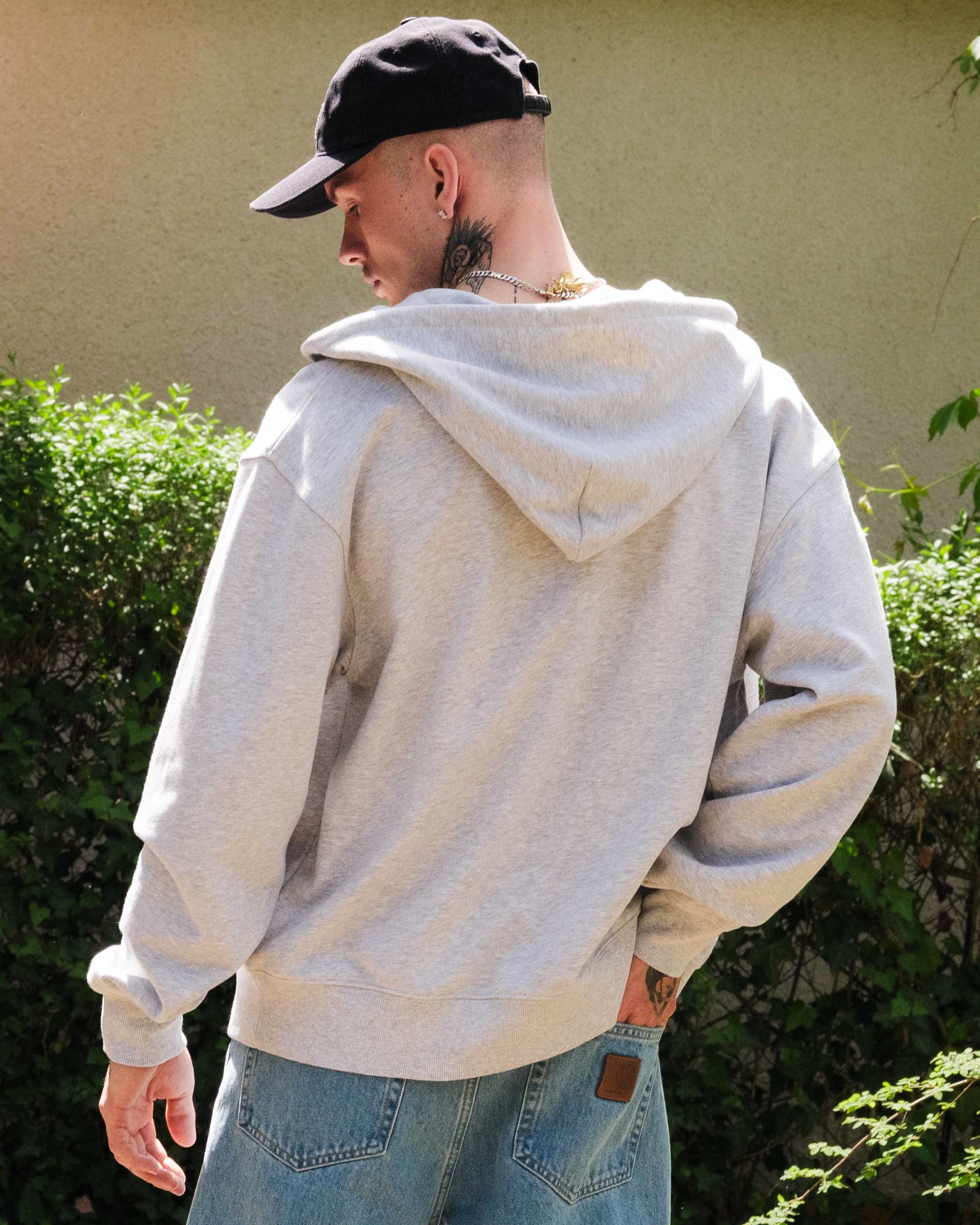 Gramicci One Point Zip Hooded Sweatshirt Heather Ash Hoodies Detailfoto | Overkill