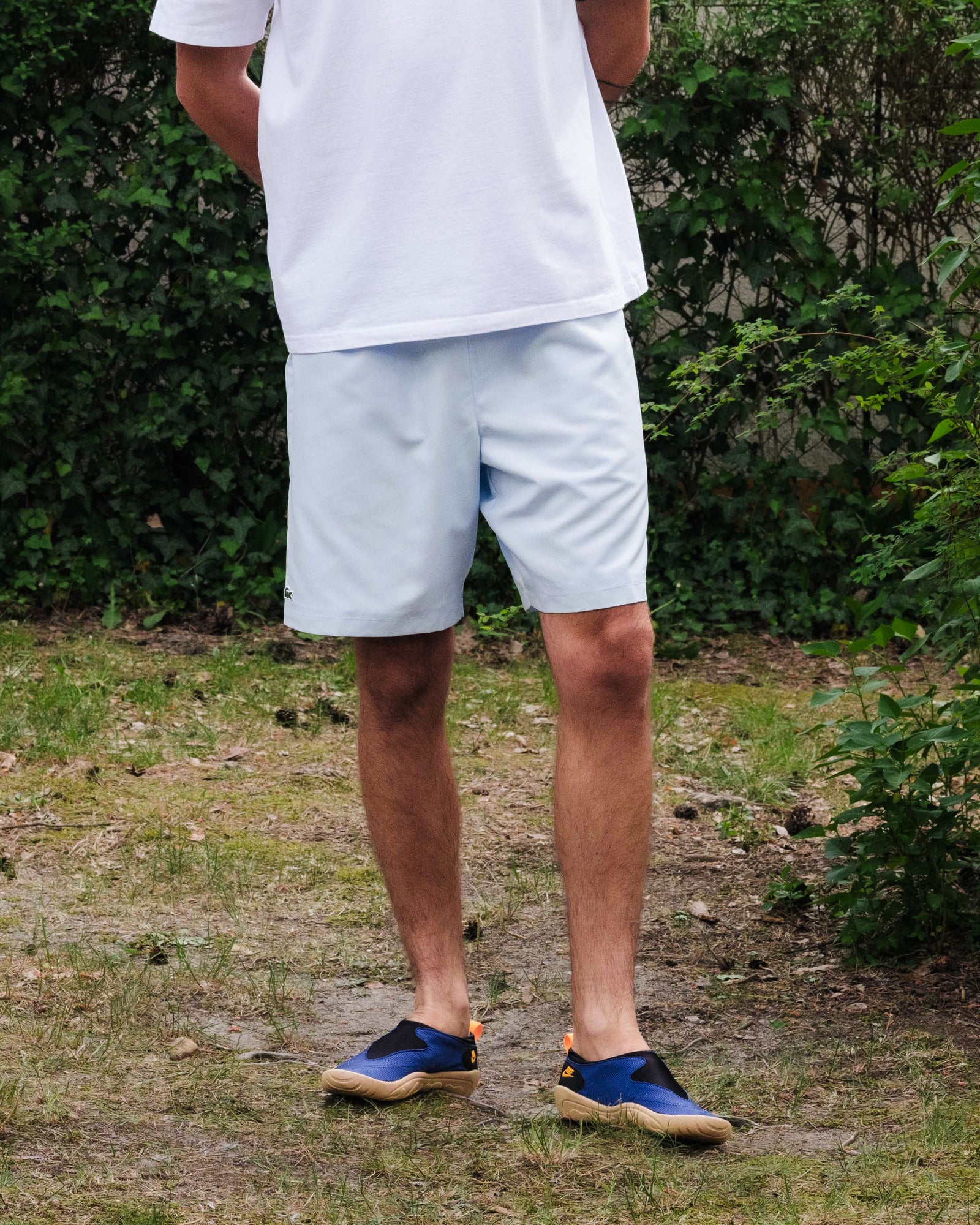 Lacoste Solid Diamond Weave Taffeta Shorts Light Blue Shorts Close-up | Overkill