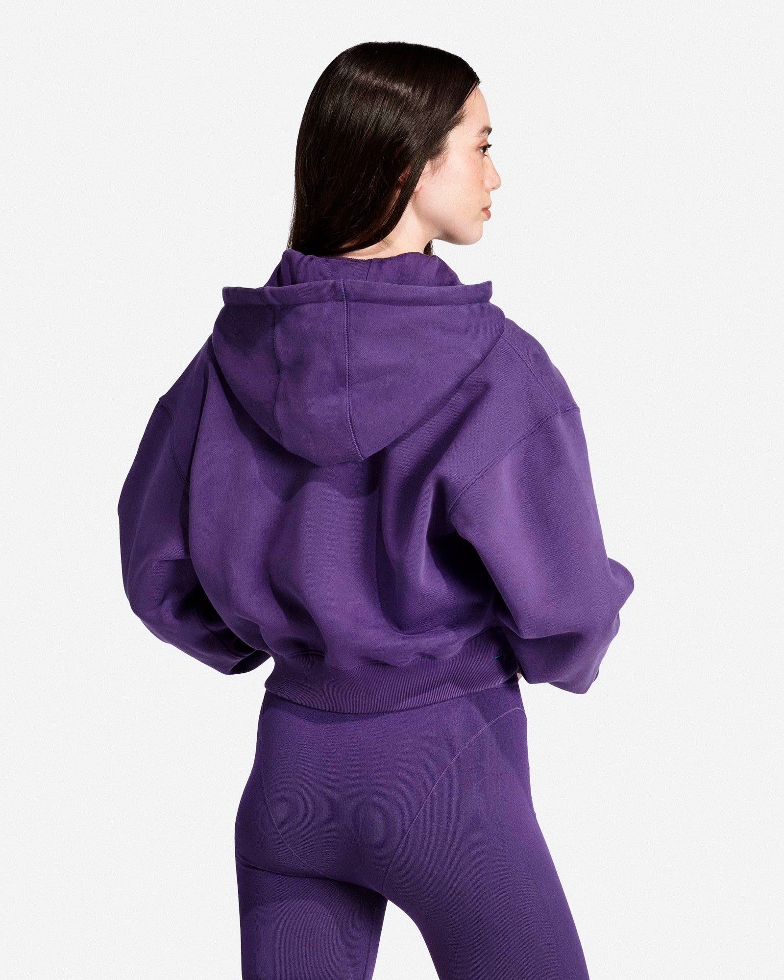 adidas Equipment Cropped Hoodie Violet Hoodies JX1598 On Model Back View | Overkill