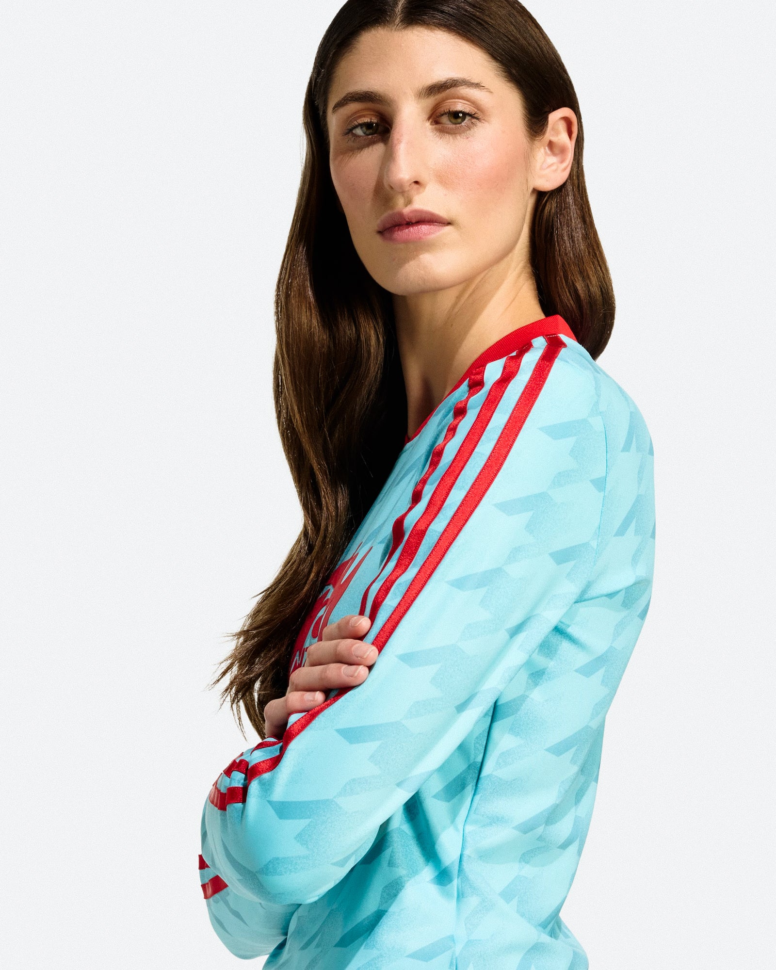adidas Footie AOP Longsleeve Blue Glow Longsleeves JW0271 On Model Back View | Overkill
