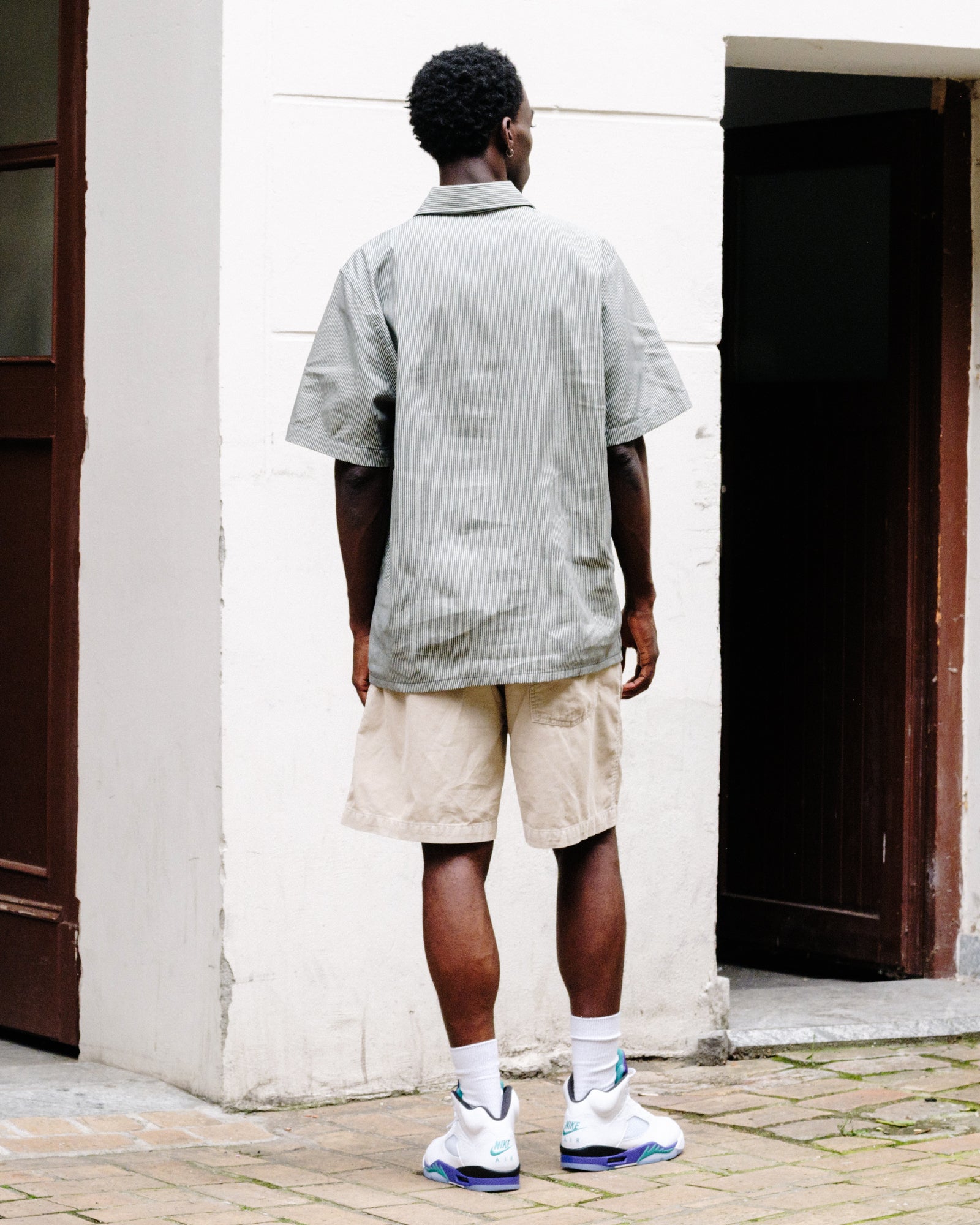 Parra Work Later Short Sleeve Shirt Blue Shirts 53340 On Model Back View | Overkill