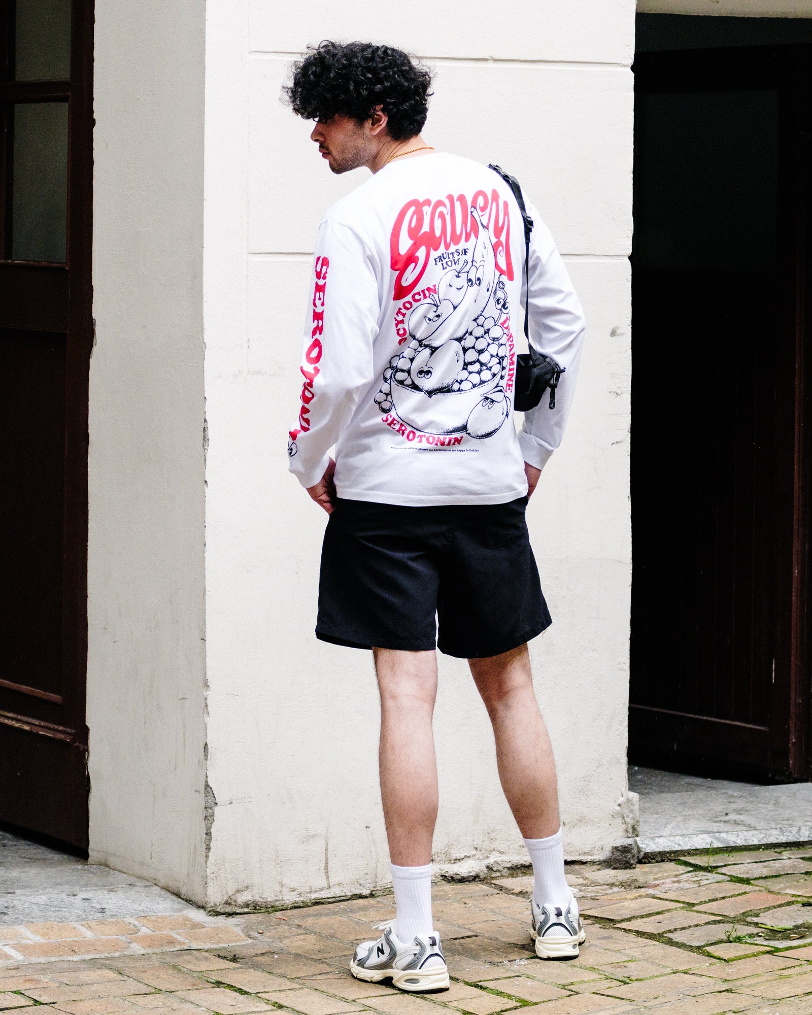 Edwin Fruits Of Love LS T-Shirt White Longsleeves I035786.02.67.03 On Model Back View | Overkill