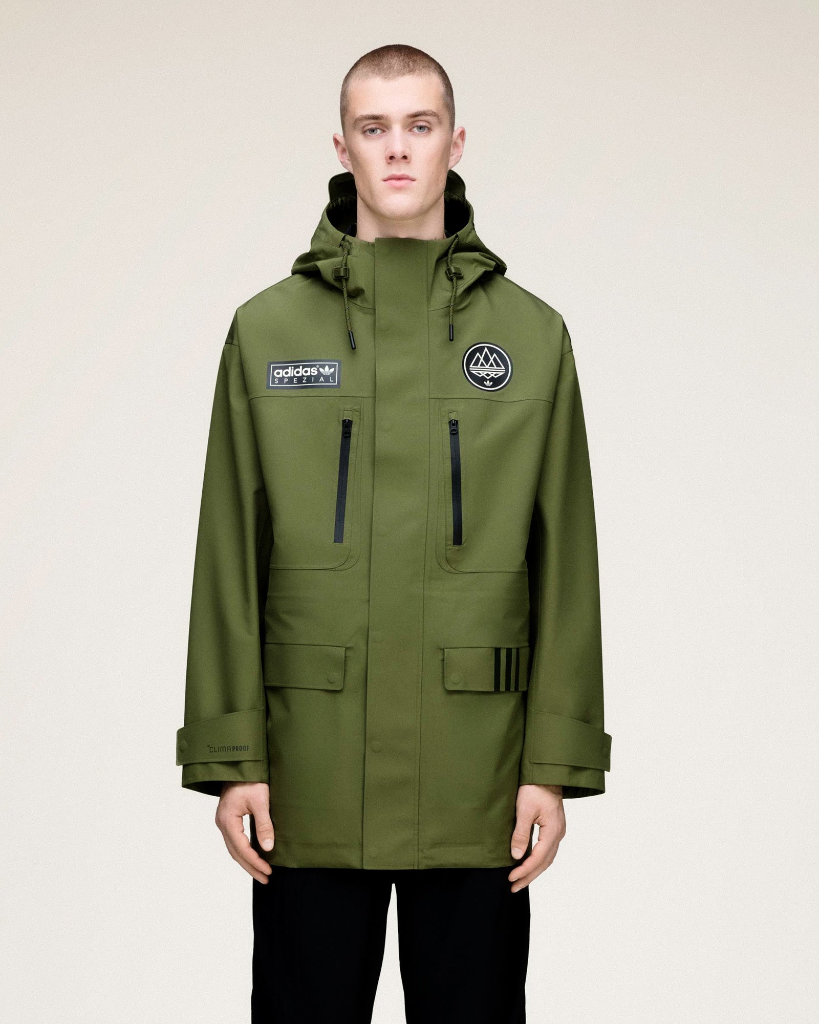 adidas Sunnyhurst Parka SPZL Focus Olive Parkas KA1326 On Model Front View | Overkill