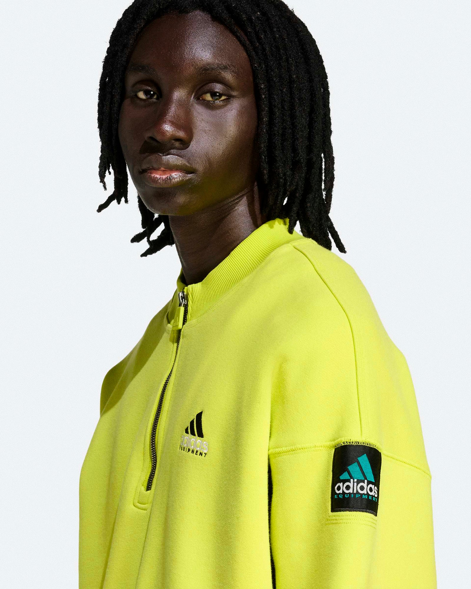 adidas Equipment Half-Zip Sweater Acid Yellow Sweatshirts KE1353 On Model Back View | Overkill