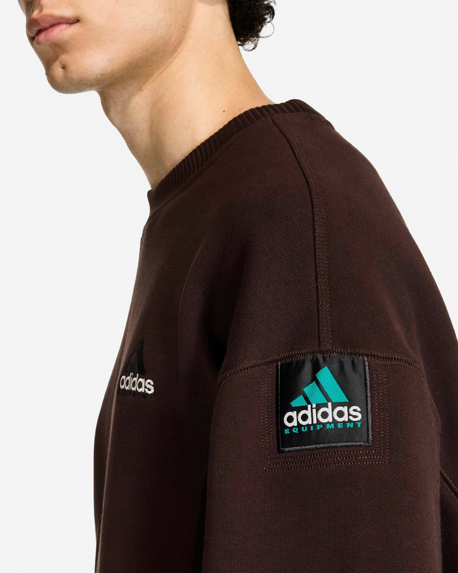 adidas Equipment Rip Crewneck Sweatshirt Aurora Coffee Sweatshirts KB9325 On Model Back View | Overkill
