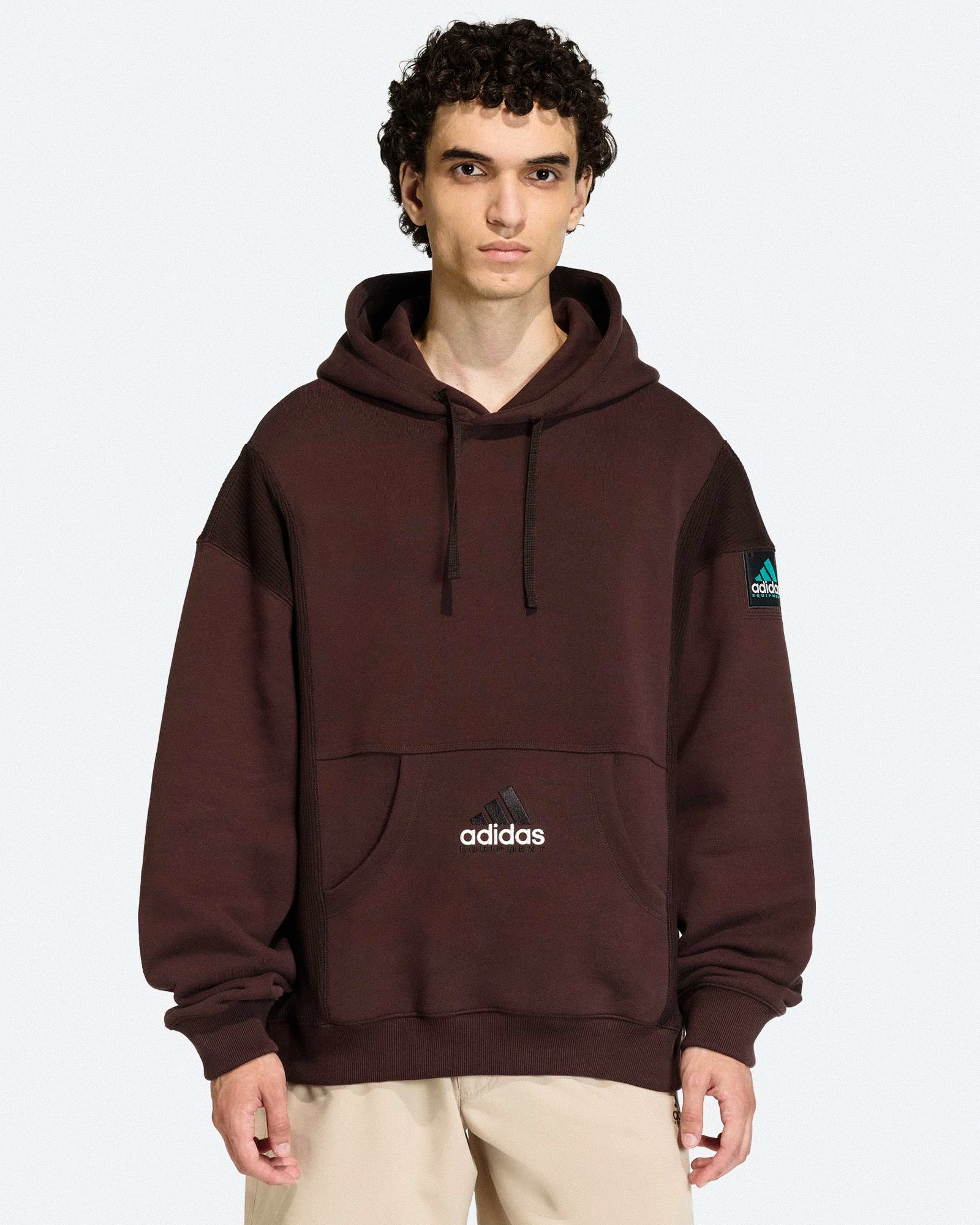 adidas Equipment Hoodie Aurora Coffee Hoodies KB9331 On Model Front View | Overkill