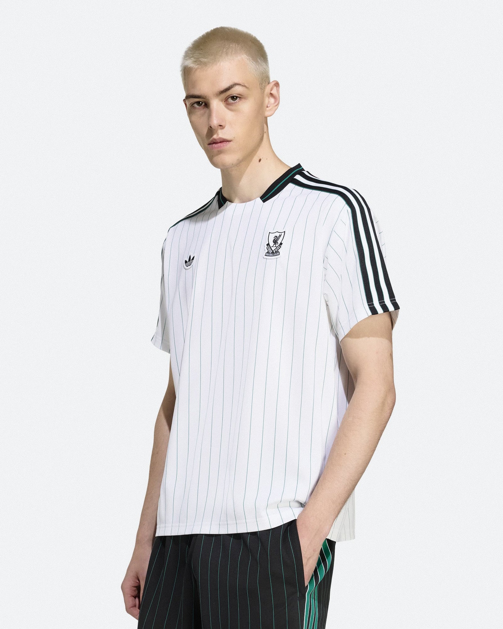 adidas Liverpool FC Icon Jersey White / Sea Green T-Shirts JW5466 On Model Front View | Overkill