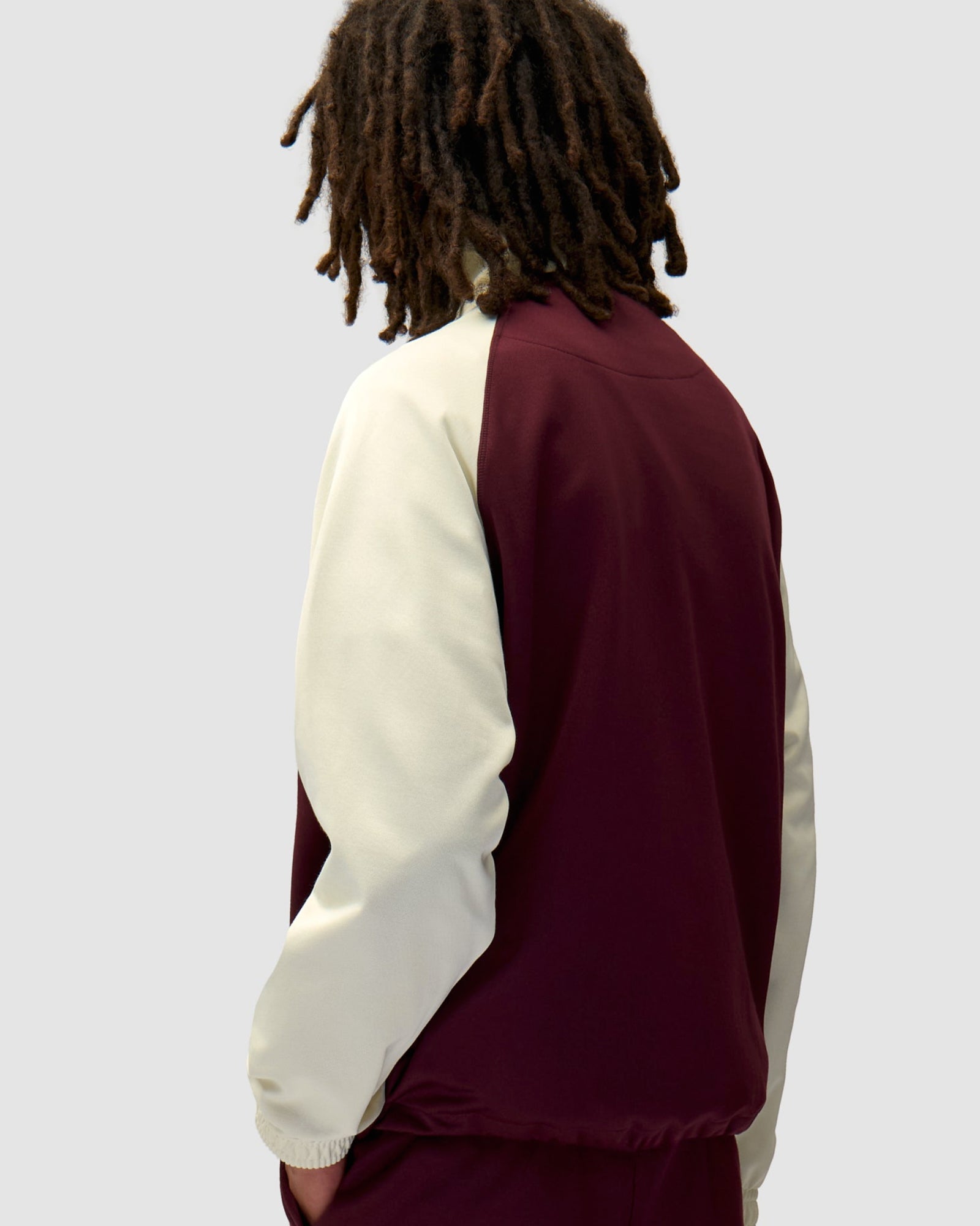 Arte Carded Tracksuit Top Bordeaux / Cream Track Jackets AW25-018J / Bordeaux / Cream Model Detail 1 | Overkill