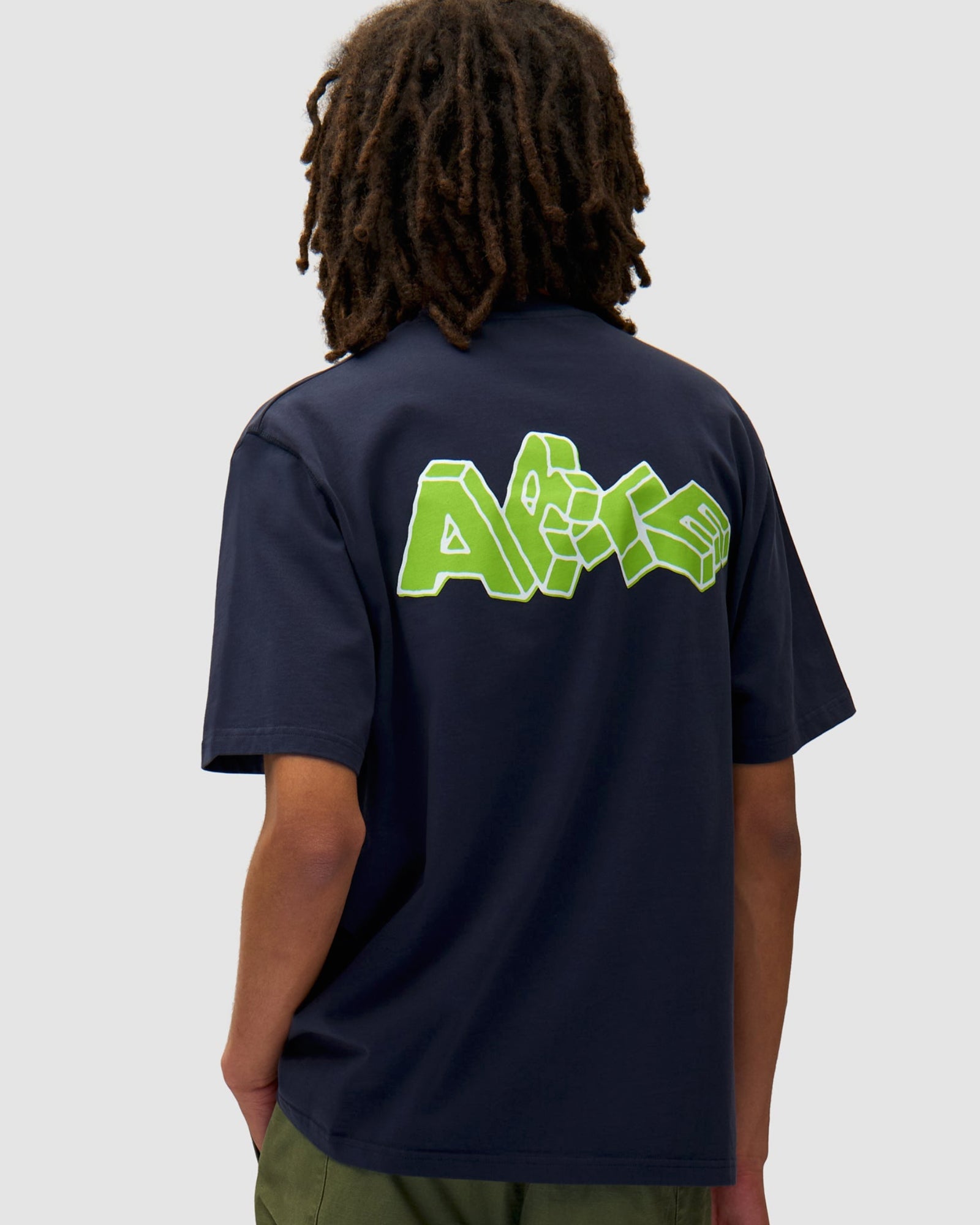 Arte Blocks Print T-Shirt Navy T-Shirts AW25-100T / Navy Style Inspiration | Overkill