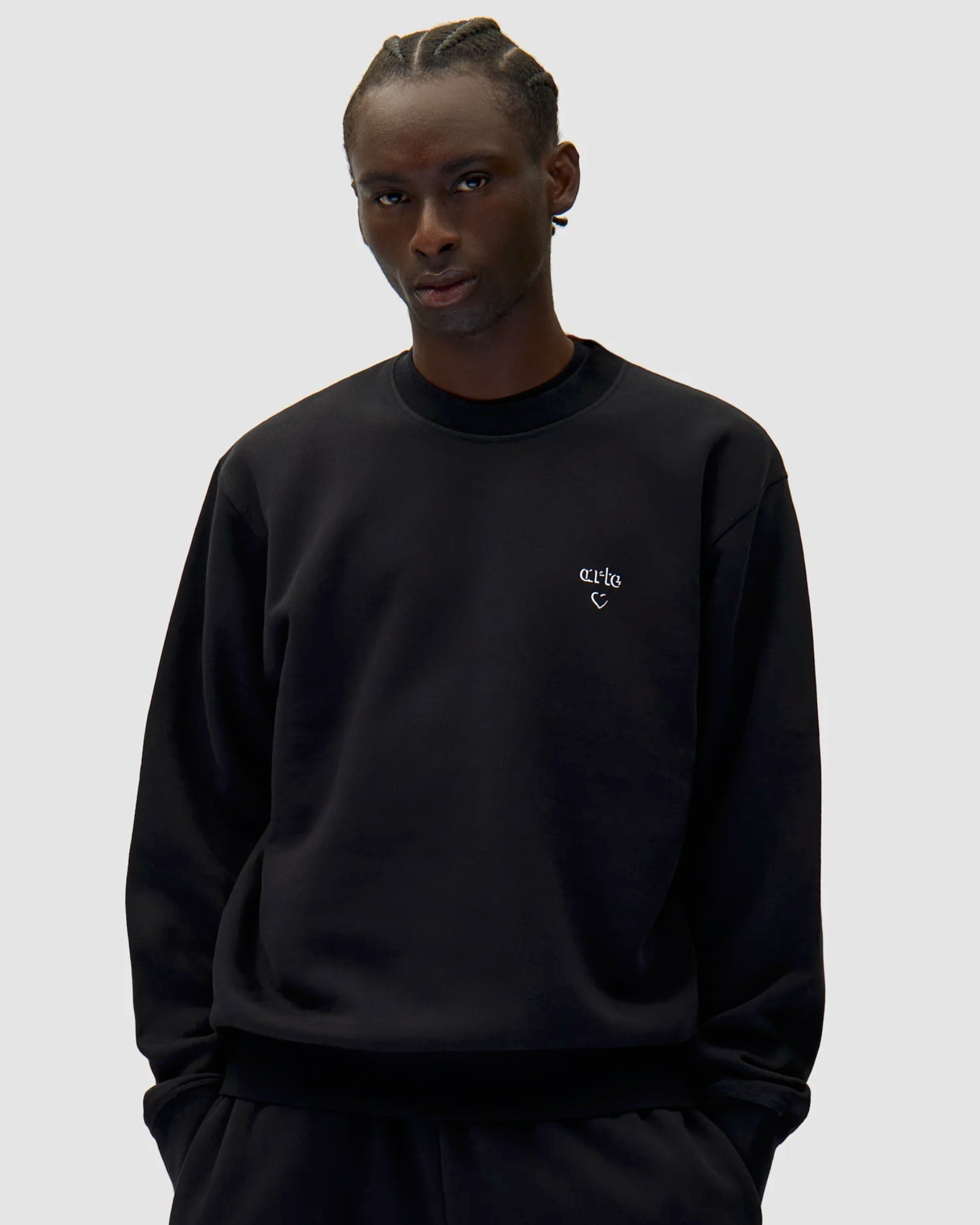 Arte Antwerp Heart Crewneck Black Sweatshirts AW25-110C On Model Front View | Overkill
