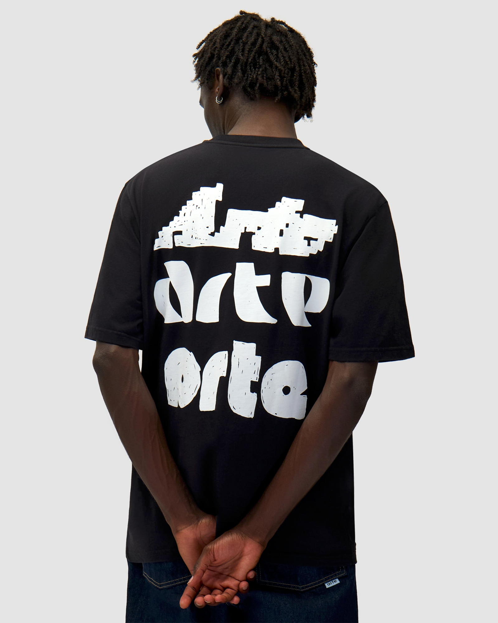 Arte Antwerp Multi Arte Print T-Shirt Black T-Shirts AW25-092T On Model Front View | Overkill