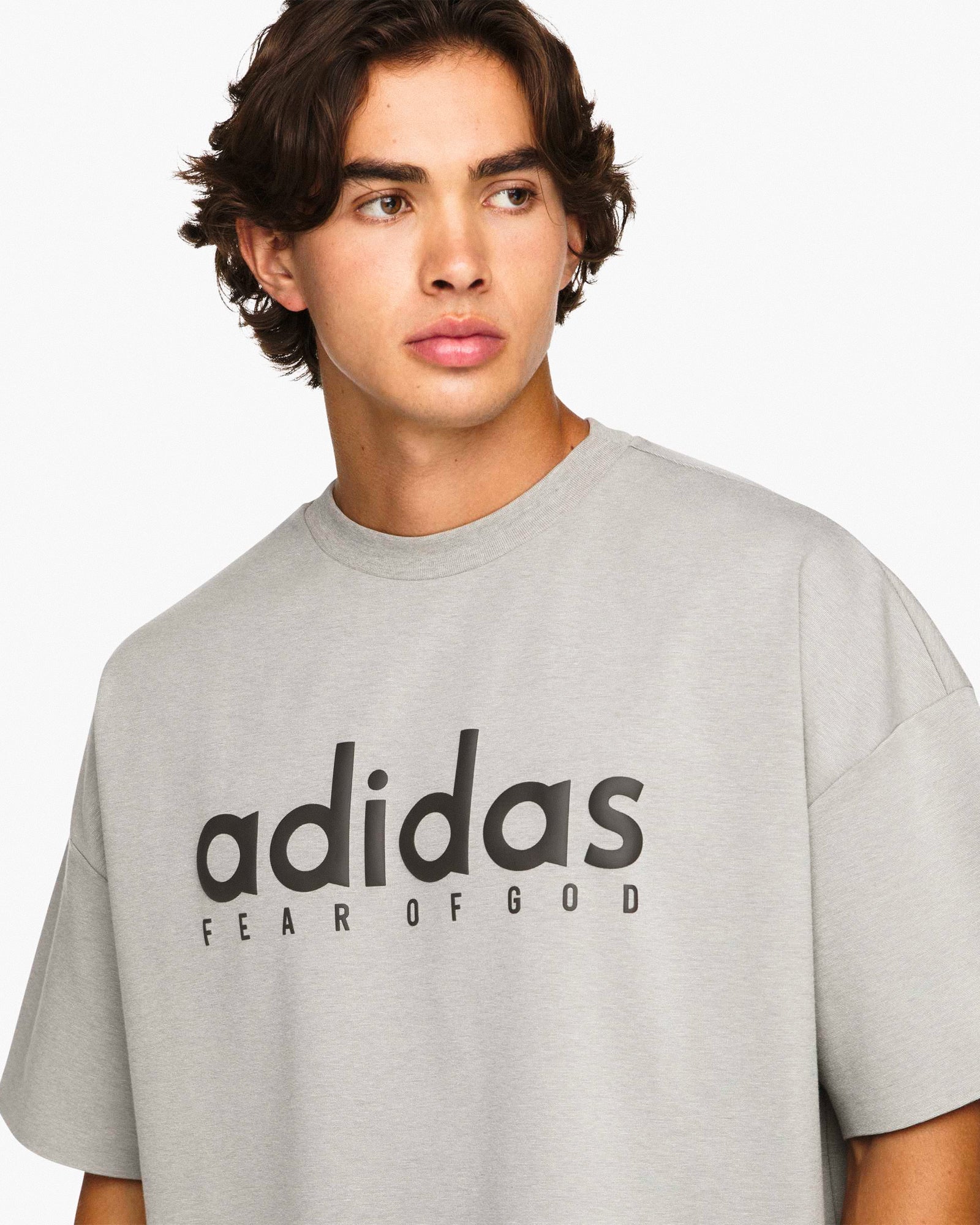 adidas QDJ Short Sleeve Medium Grey Heather T-Shirts JZ4894 On Model Front View | Overkill