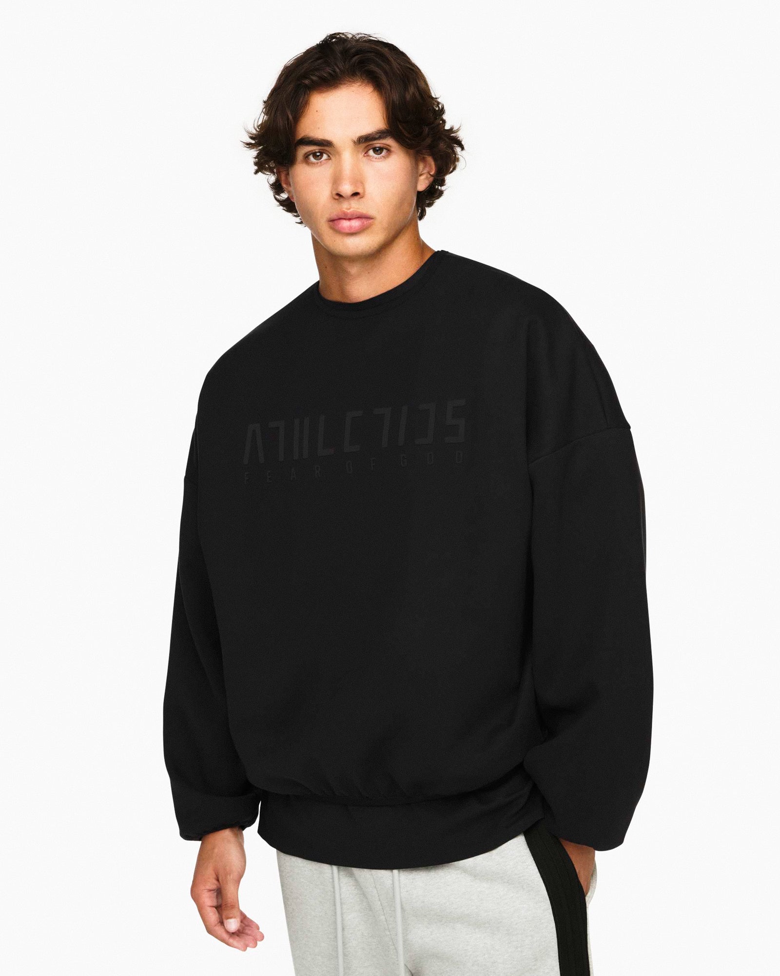 adidas Crew Black Sweatshirts KA4567 On Model Front View | Overkill