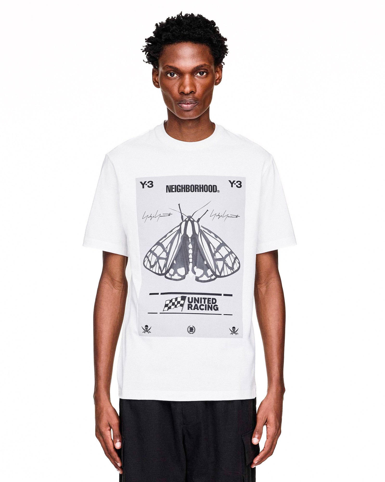 Neighborhood x Y-3 GFX Tee Core White T-Shirts JX7437 On Model Front View | Overkill