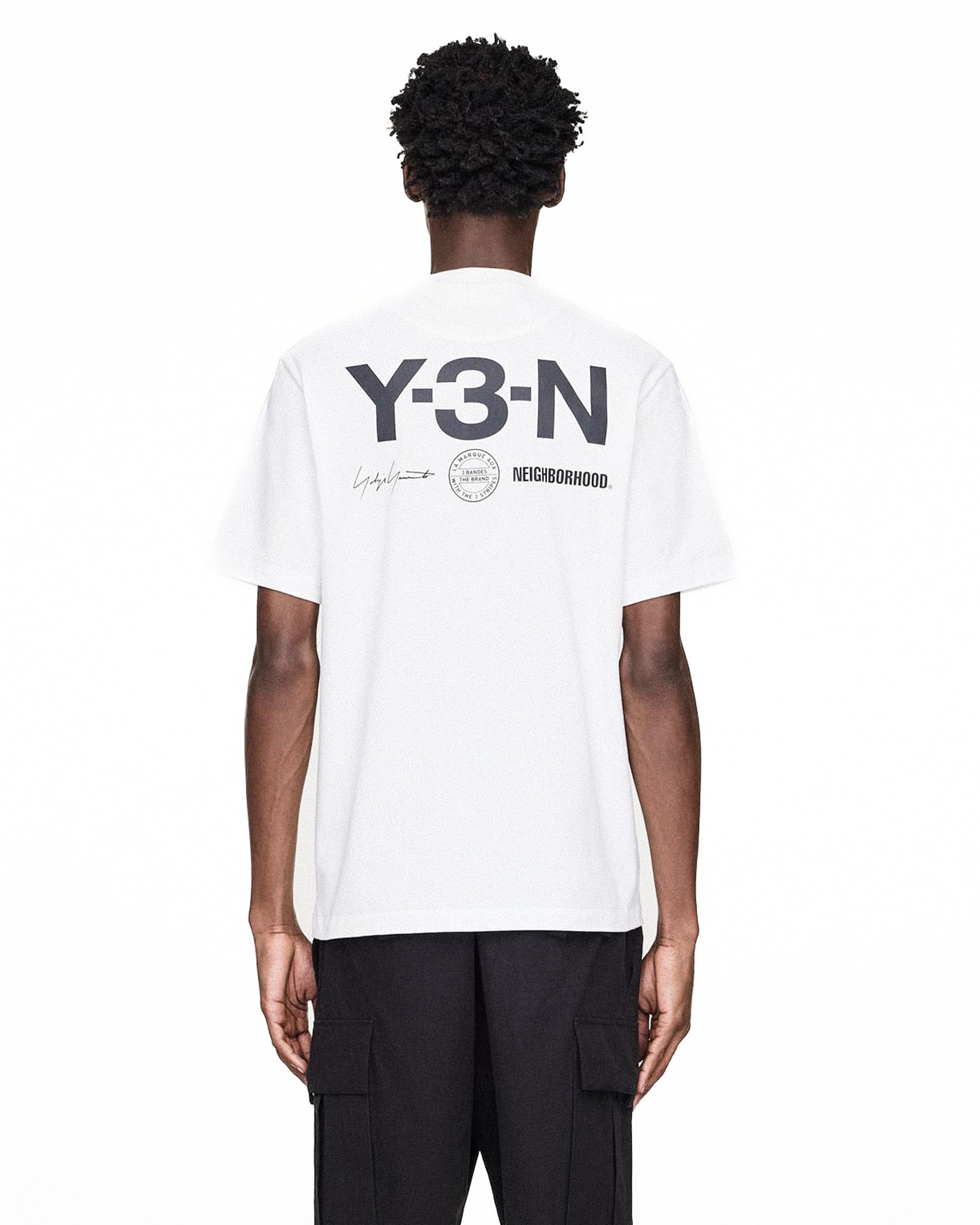 Neighborhood x Y-3 GFX Tee Core White T-Shirts JX7437 On Model Back View | Overkill