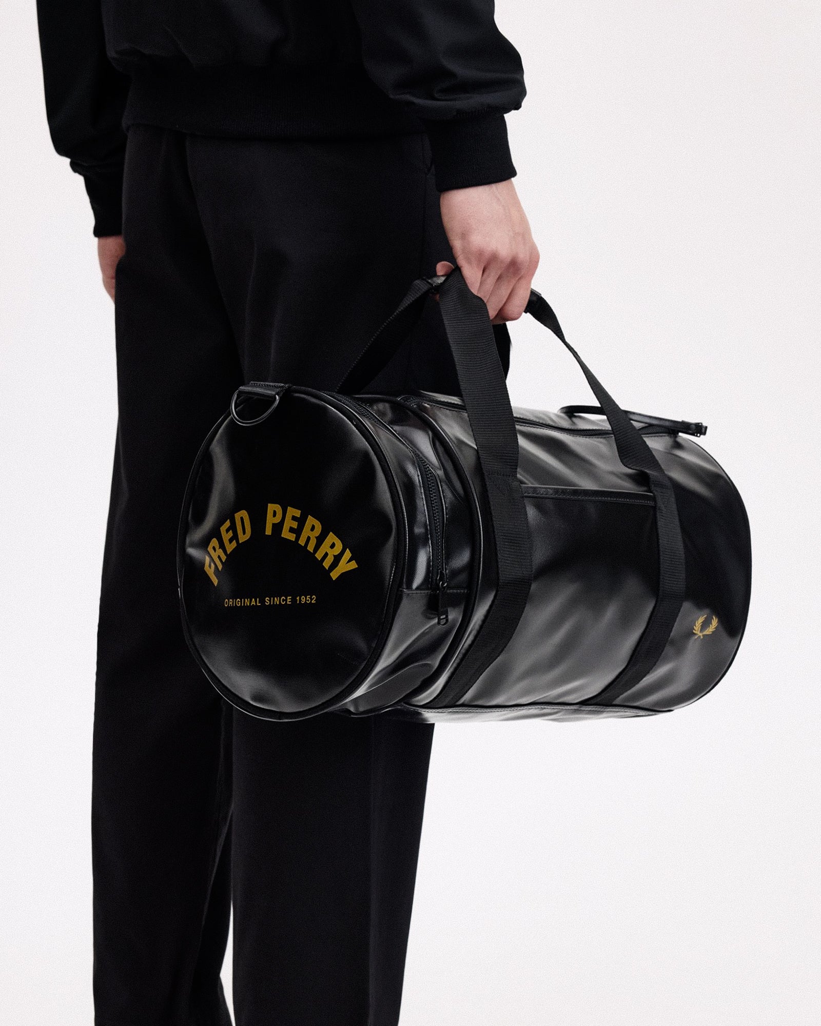 Fred Perry Tonal Classic Barrel Bag Black / Gold Duffle Bags L7260-774 Style Inspiration | Overkill