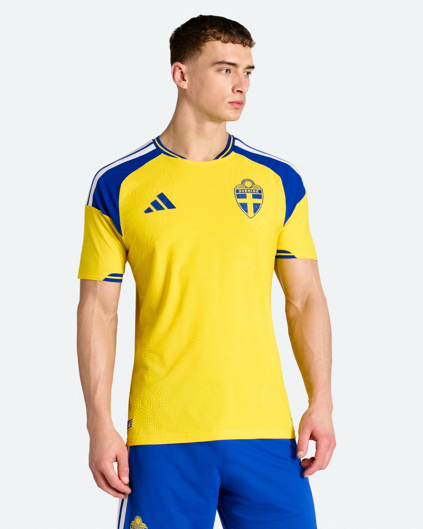 adidas SVFF Sweden Authentic Home Jersey Yellow T-Shirts KC3044 On Model Front View | Overkill