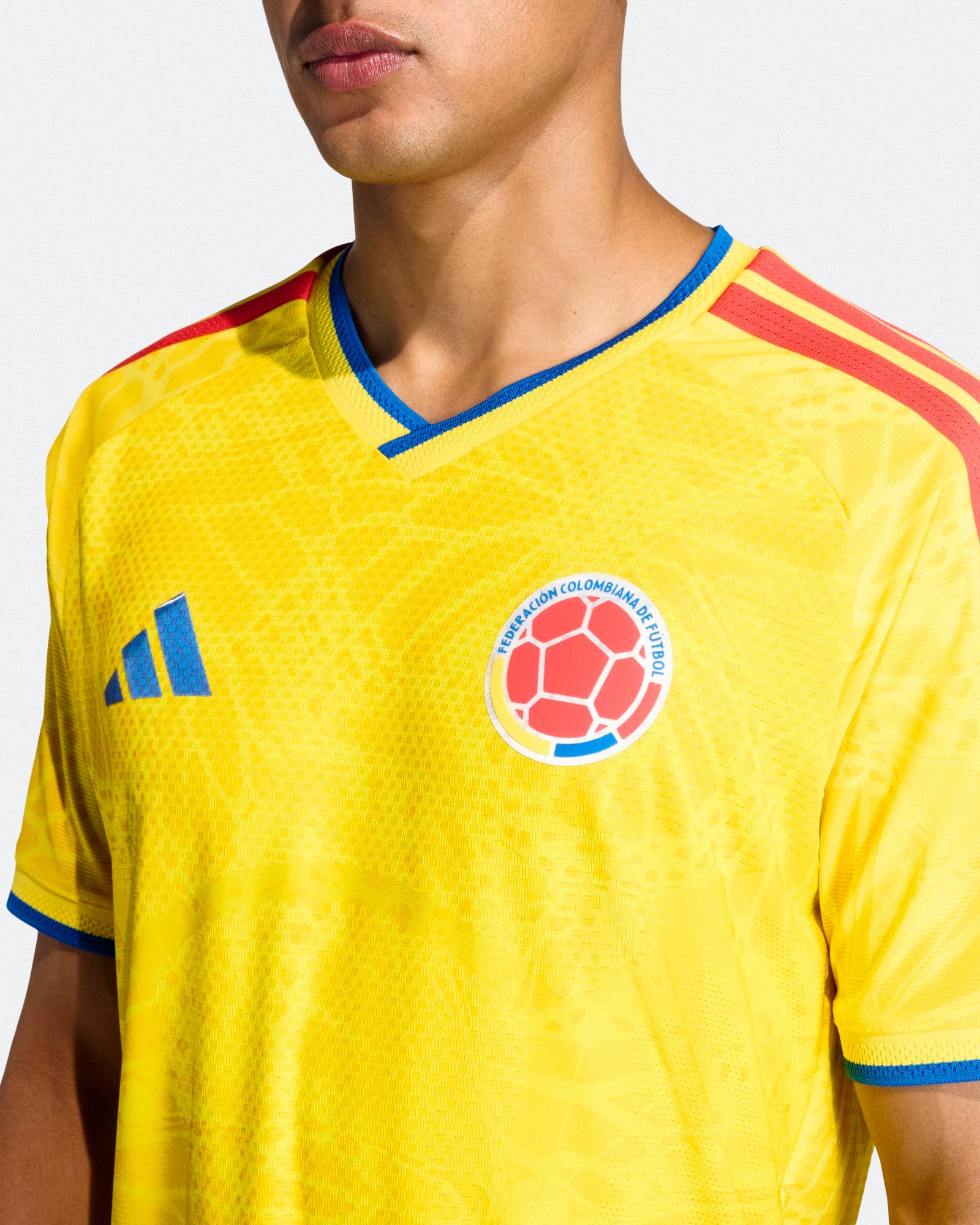 adidas FCF Colombia Authentic Home Jersey Impact Yellow T-Shirts JL6971 On Model Back View | Overkill
