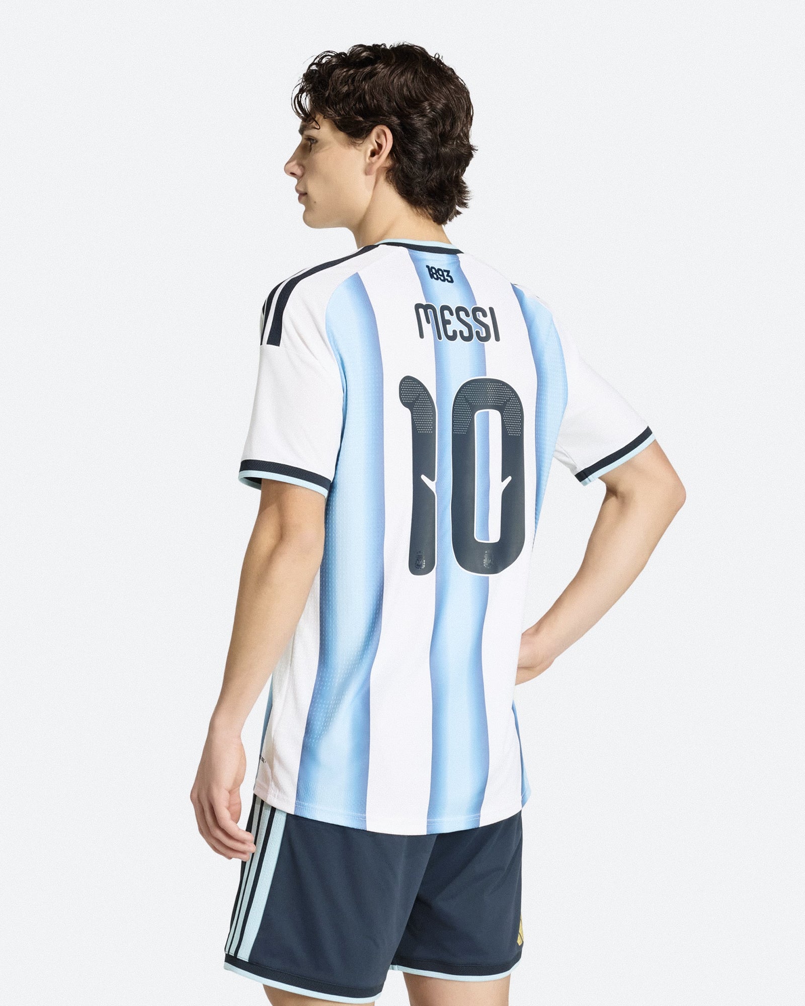 adidas AFA Argentina Authentic Home 10 Jersey White / Icey Blue / Light Blue T-Shirts KH3934 On Model Back View | Overkill